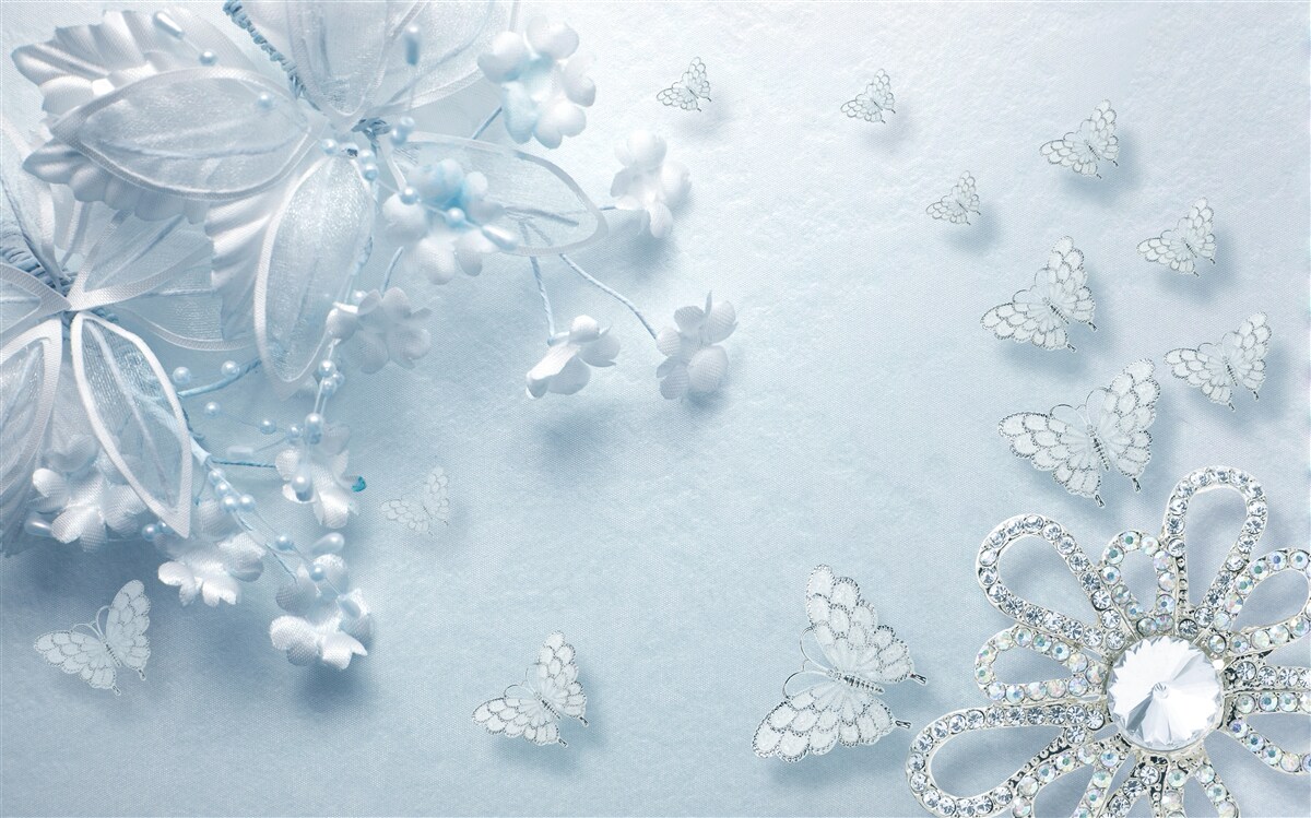 Fotobehang knoppen die bloeien onder vlinders in de lucht