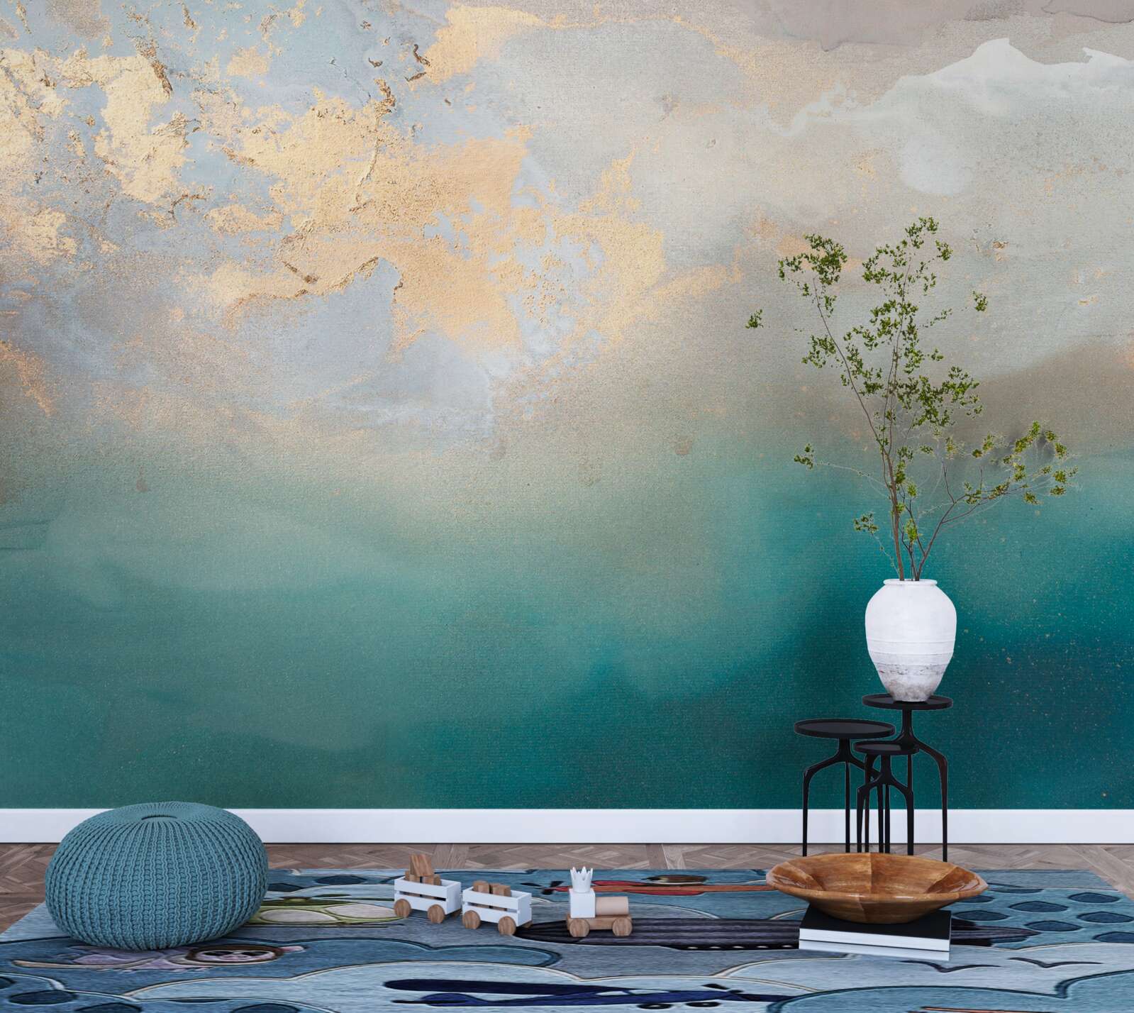 Fotobehang Turquoise gekleurde zeegolven, heftig razend