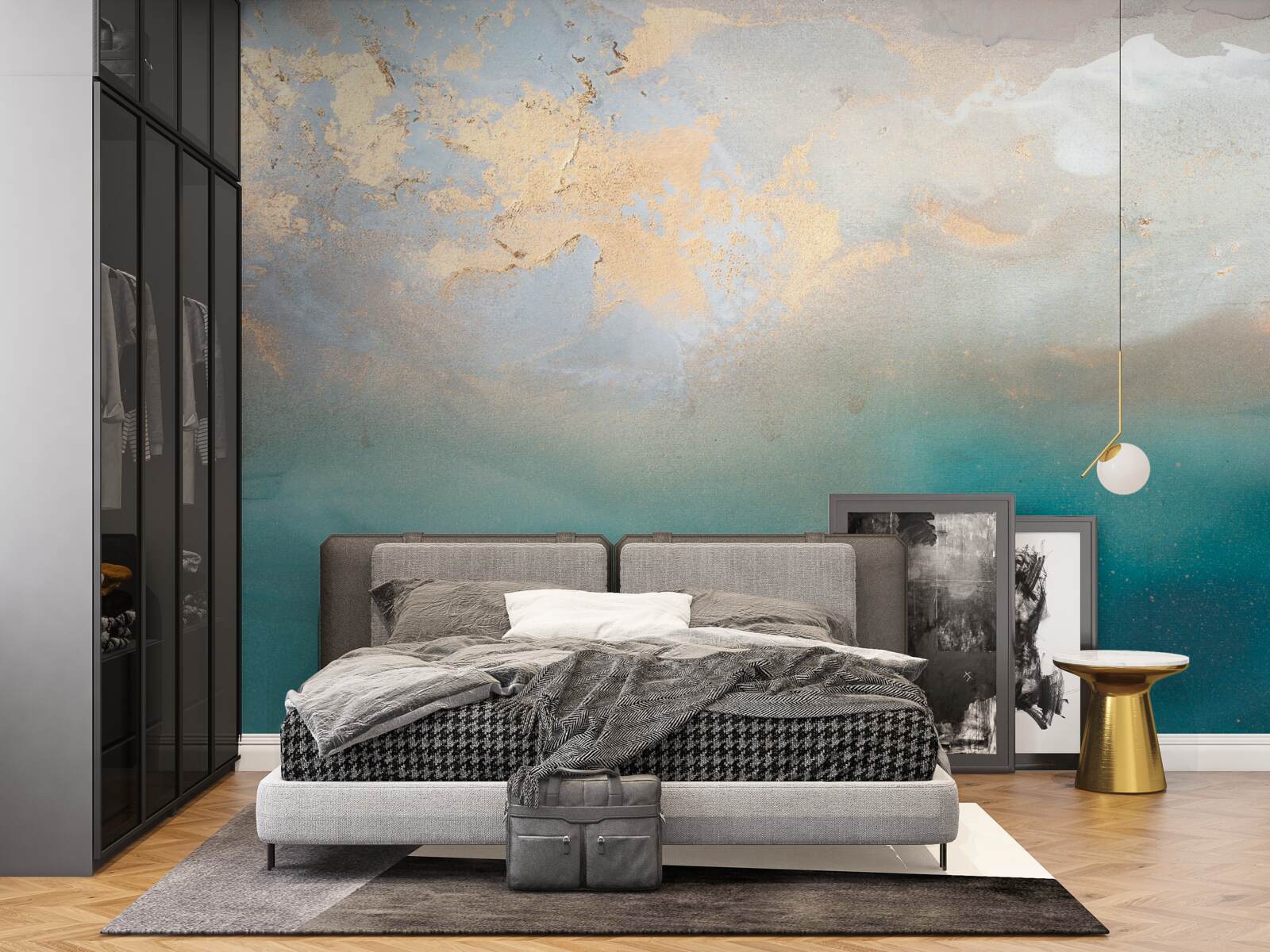 Fotobehang Turquoise gekleurde zeegolven, heftig razend