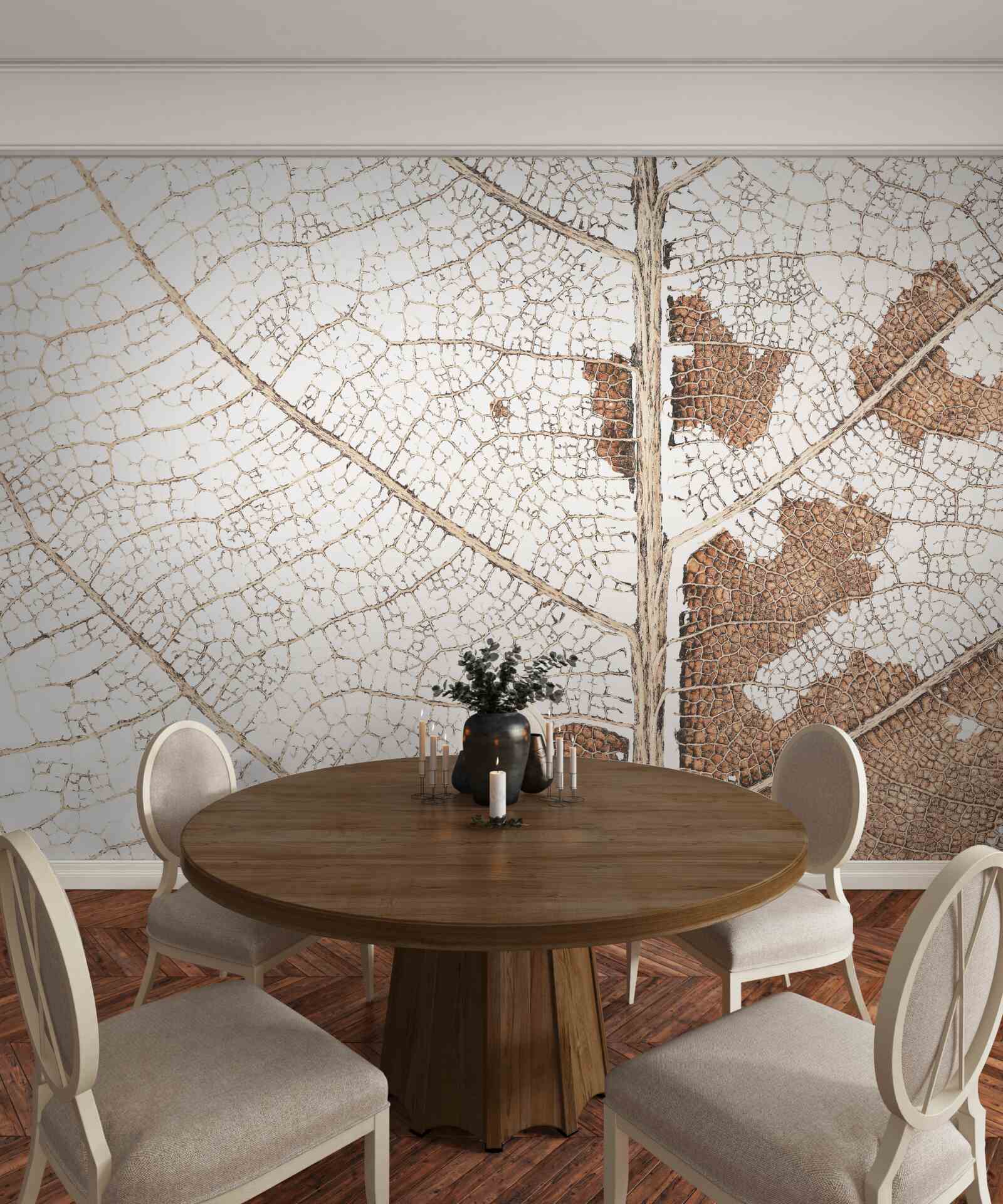 Fotobehang herfstblad met een unieke textuur