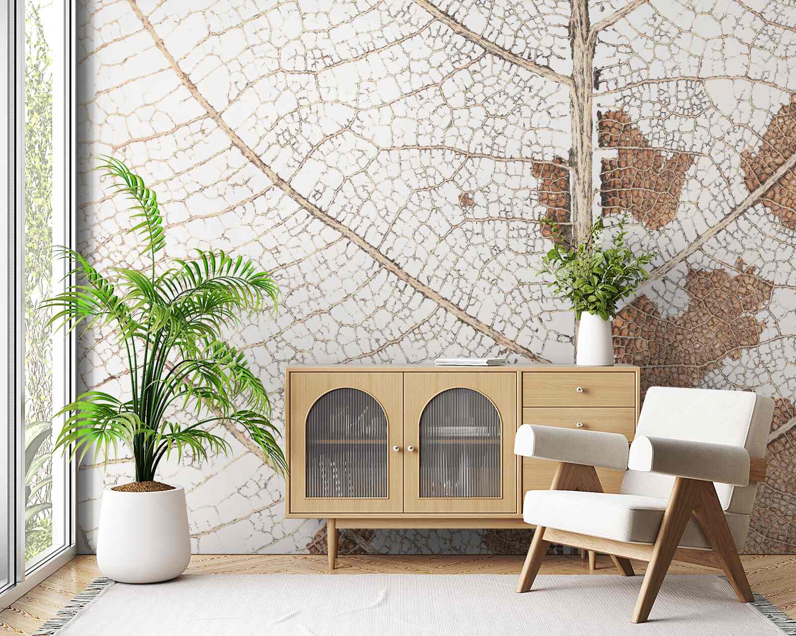 Fotobehang herfstblad met een unieke textuur