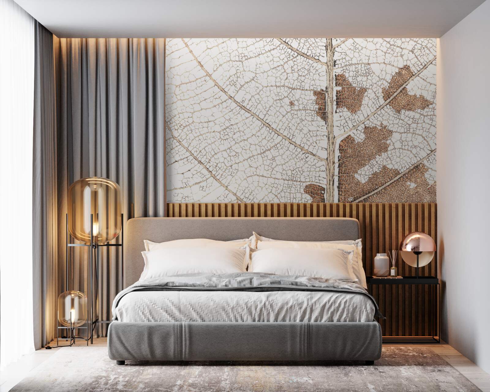 Fotobehang herfstblad met een unieke textuur