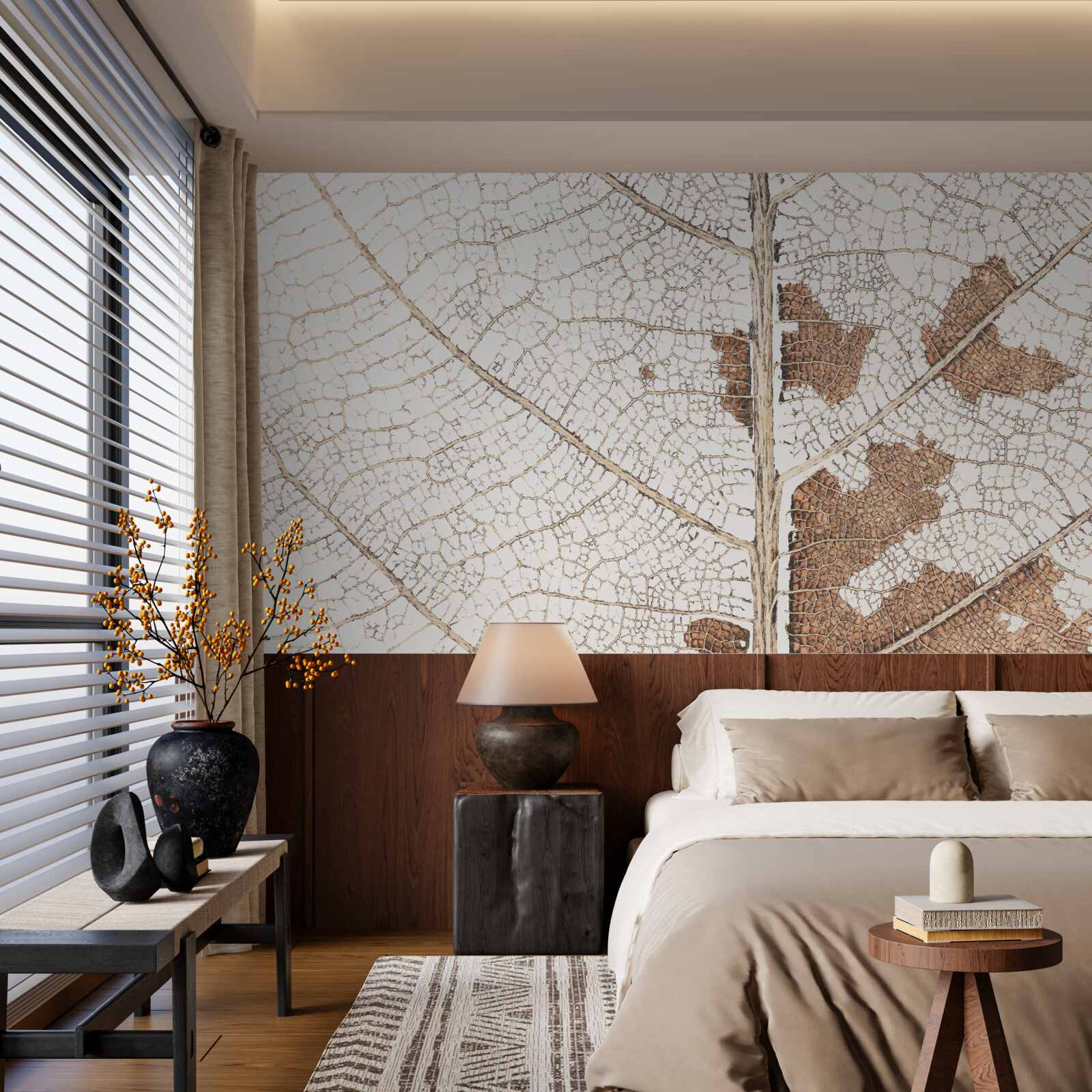 Fotobehang herfstblad met een unieke textuur