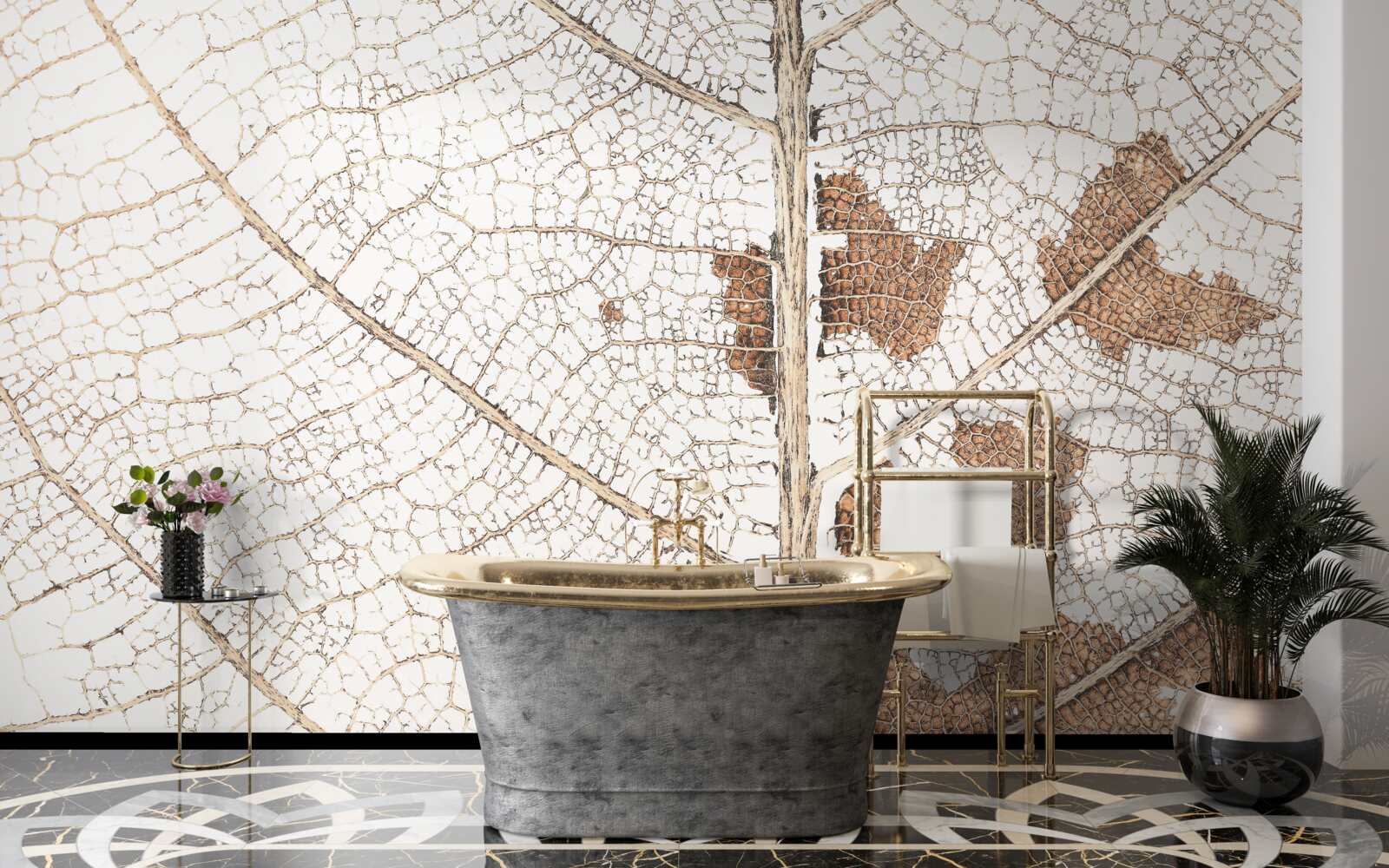 Fotobehang herfstblad met een unieke textuur