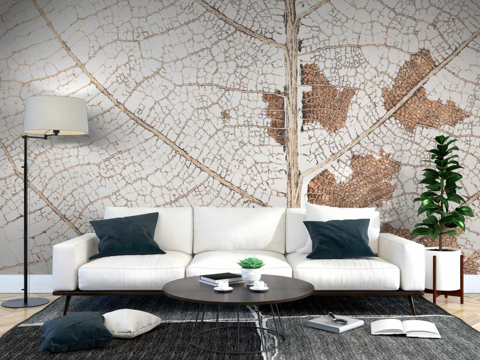 Fotobehang herfstblad met een unieke textuur