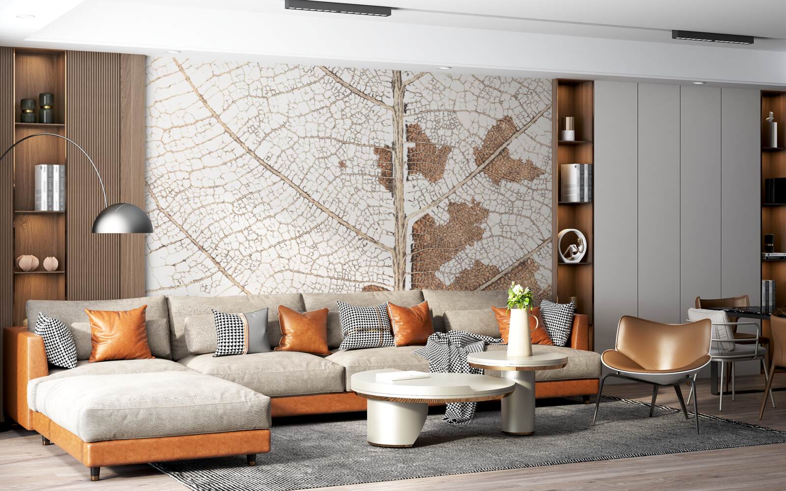 Fotobehang herfstblad met een unieke textuur