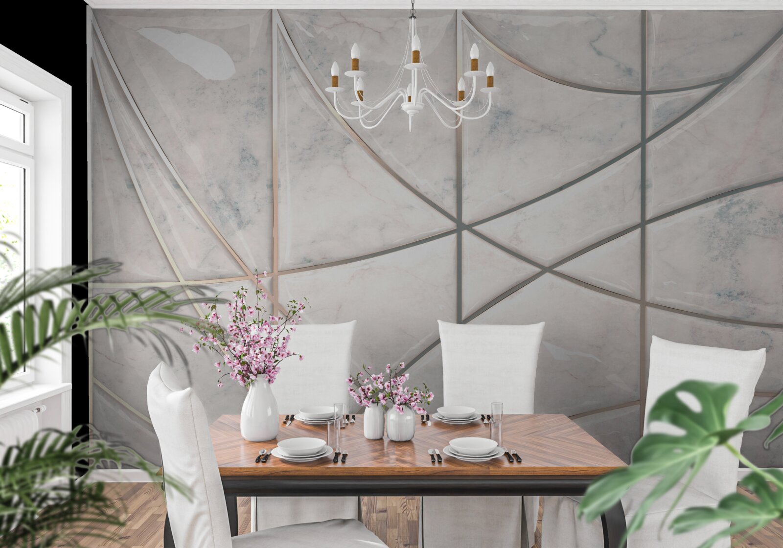 Fotobehang vloeiende curven worden op een lichte achtergrond geplaatst