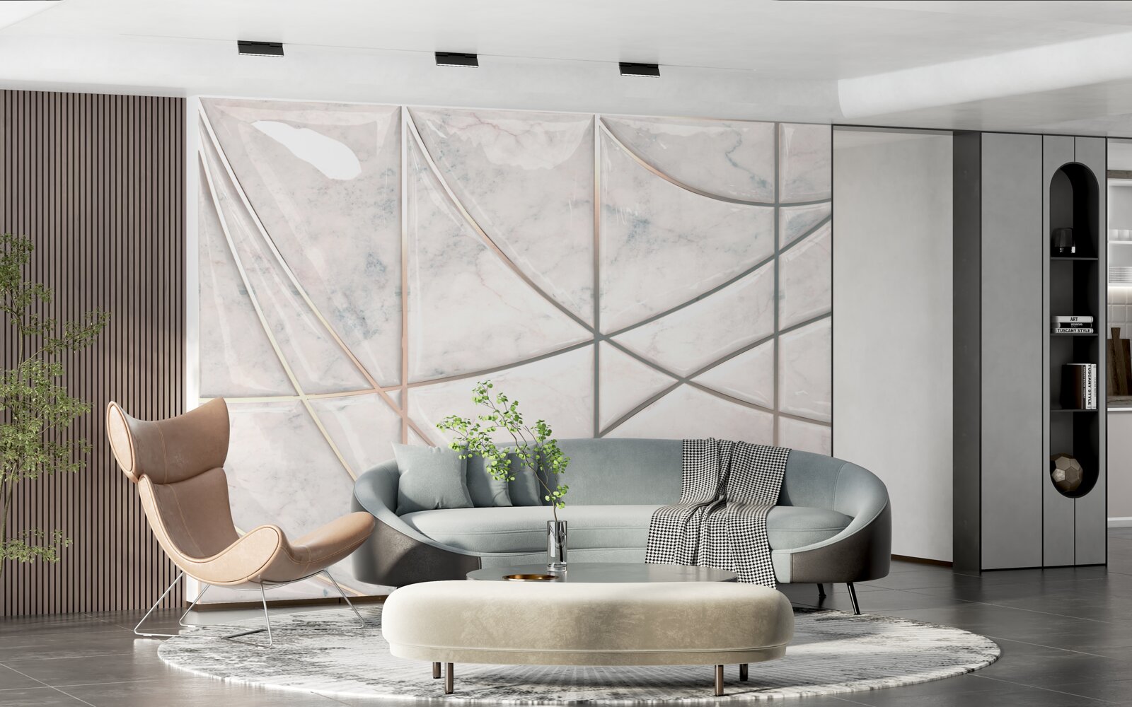 Fotobehang vloeiende curven worden op een lichte achtergrond geplaatst