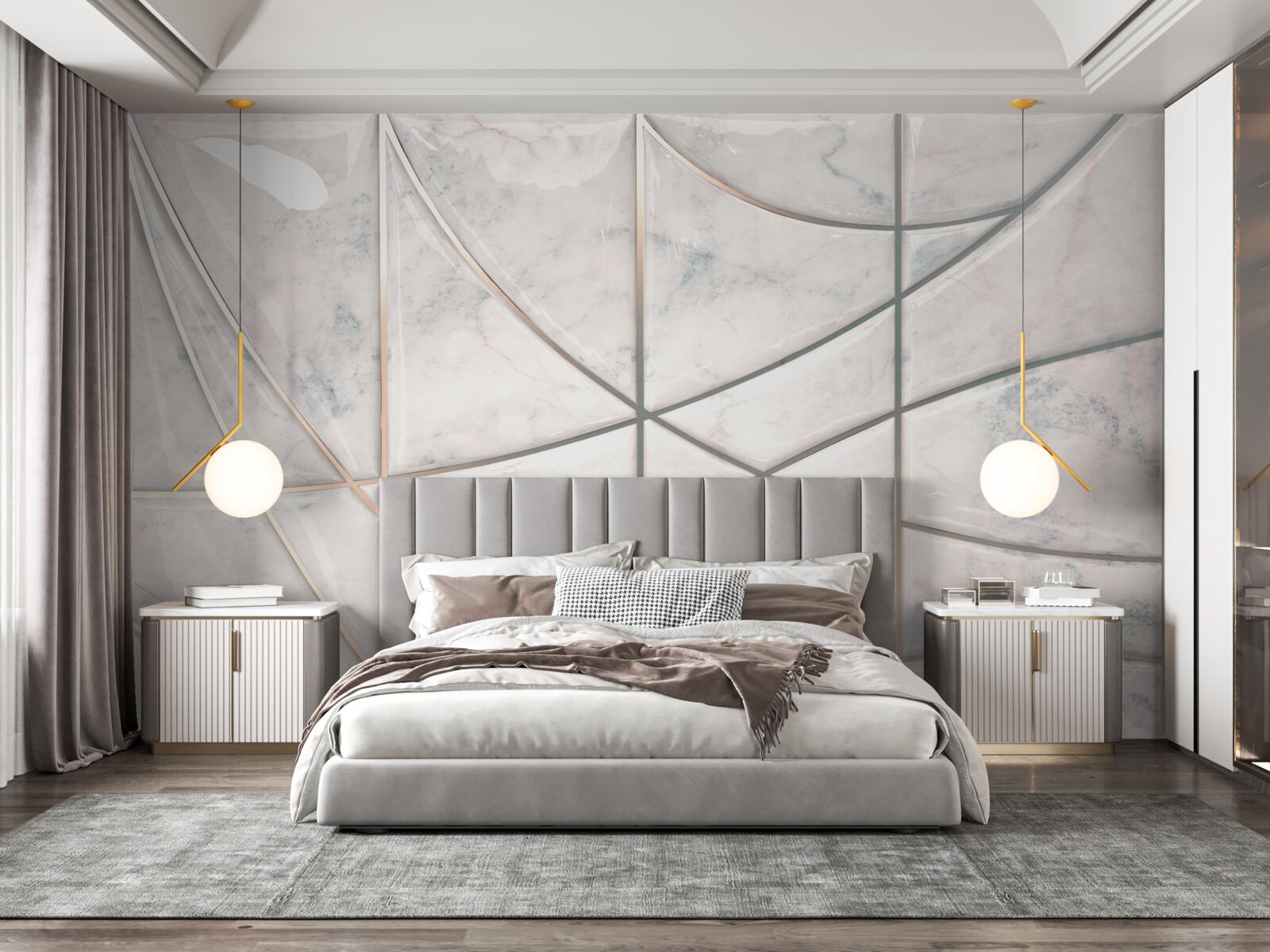 Fotobehang vloeiende curven worden op een lichte achtergrond geplaatst