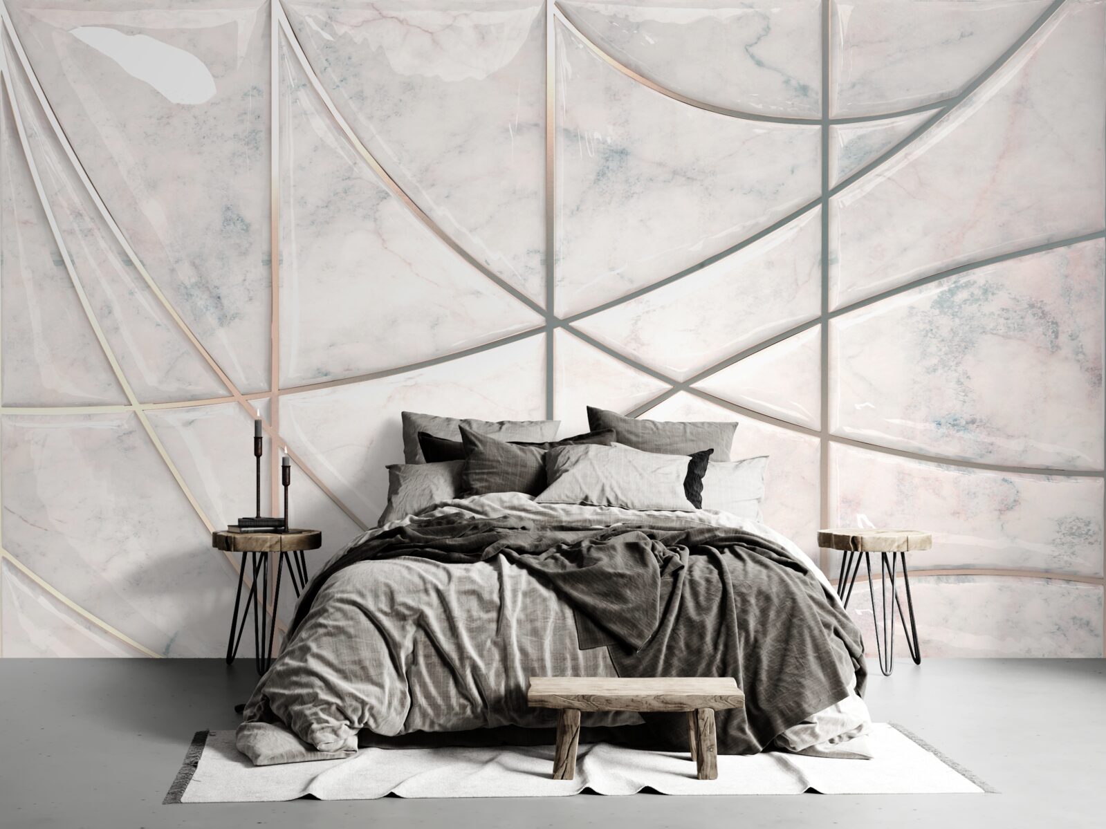 Fotobehang vloeiende curven worden op een lichte achtergrond geplaatst