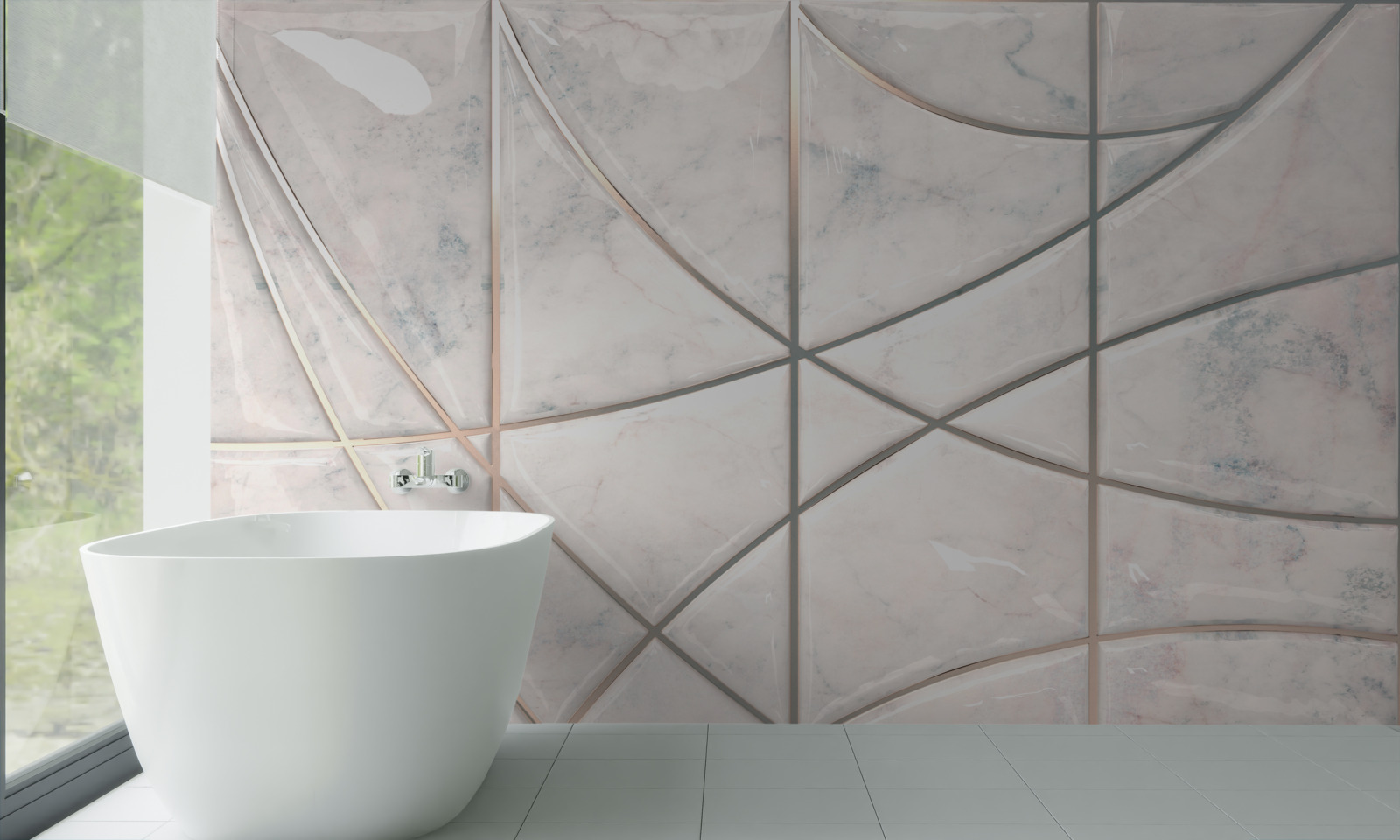 Fotobehang vloeiende curven worden op een lichte achtergrond geplaatst