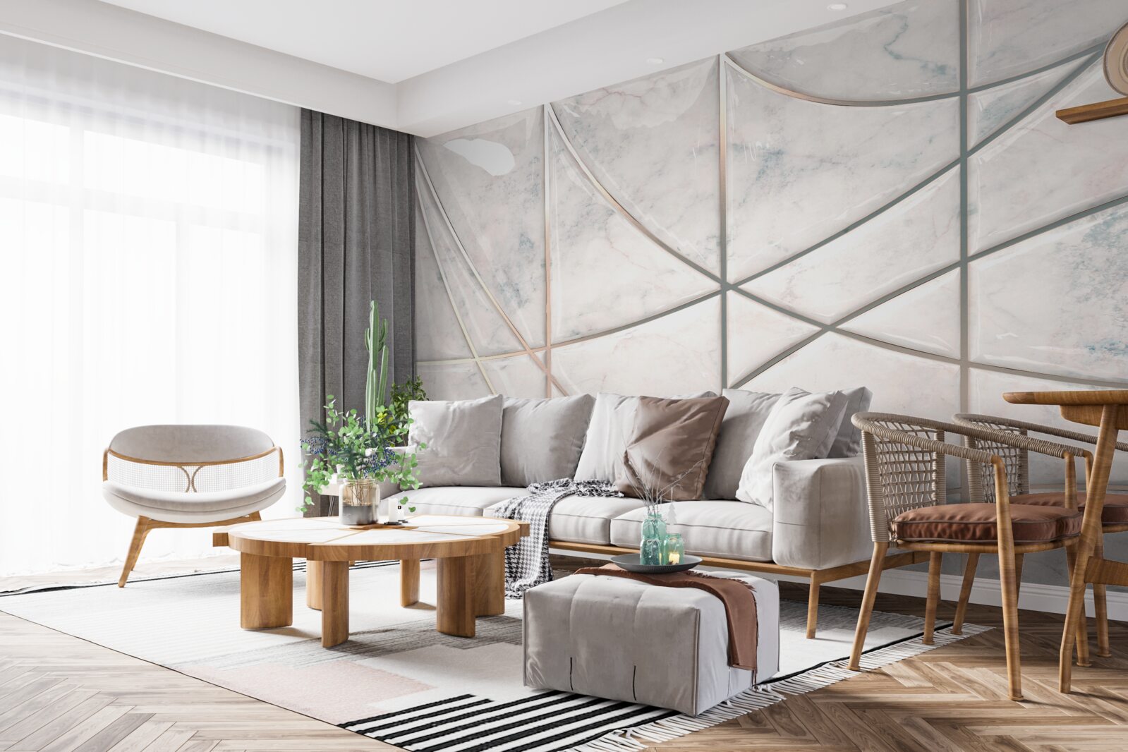 Fotobehang vloeiende curven worden op een lichte achtergrond geplaatst