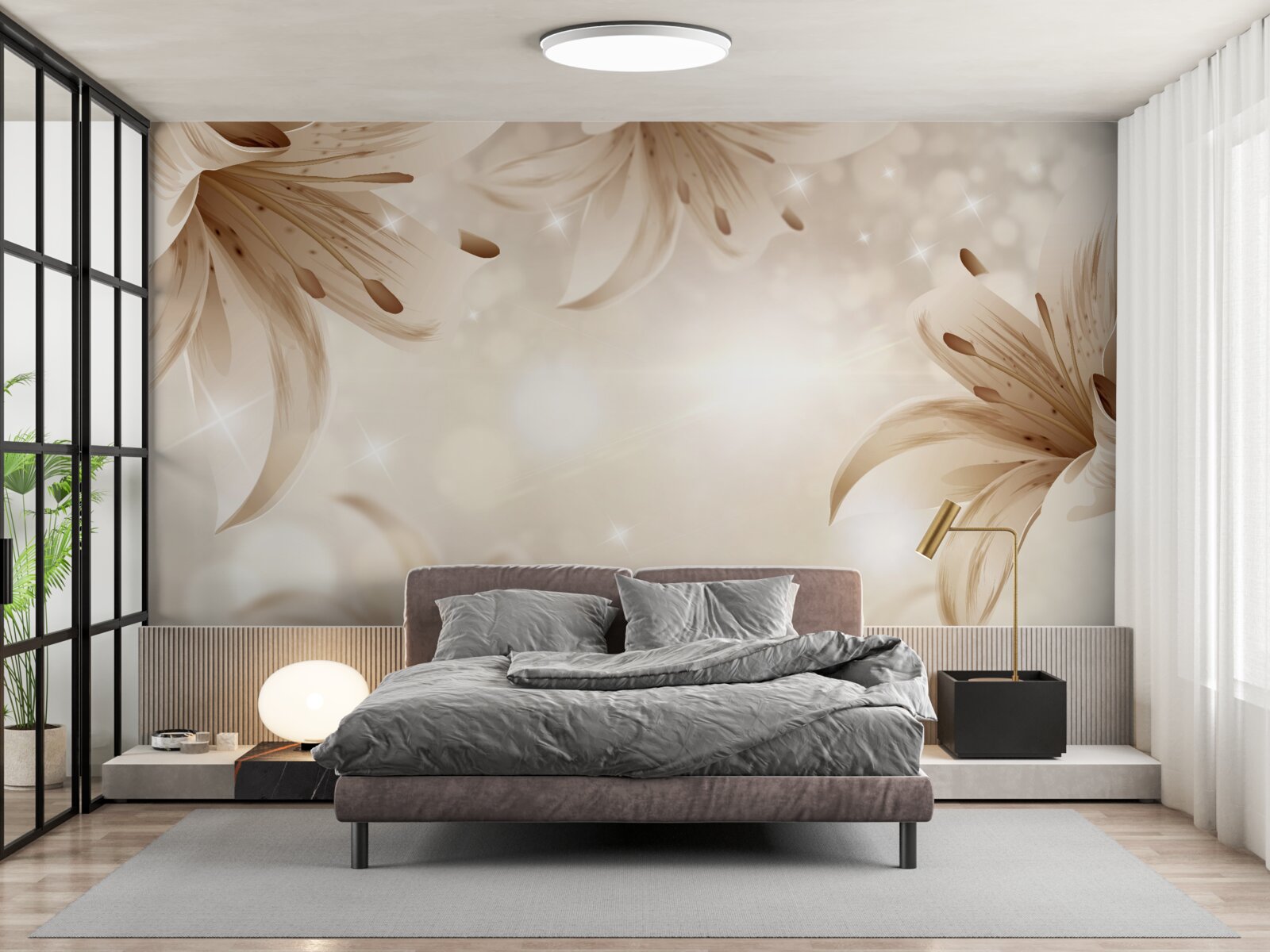 Fotobehang zacht boeket van heldere lelies