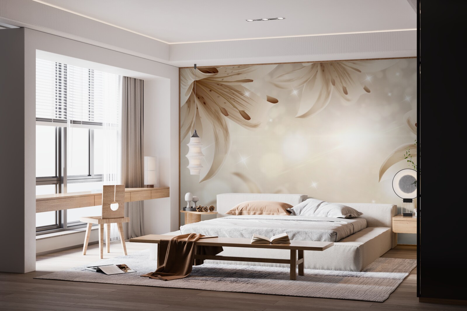 Fotobehang zacht boeket van heldere lelies