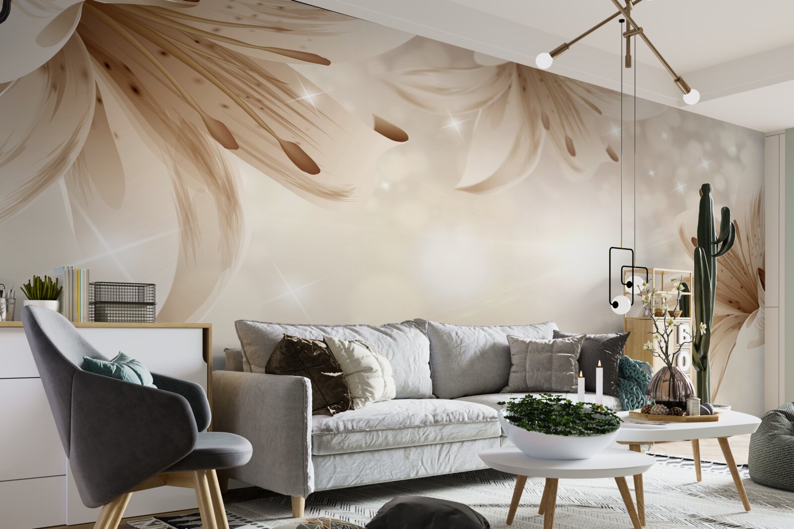 Fotobehang zacht boeket van heldere lelies