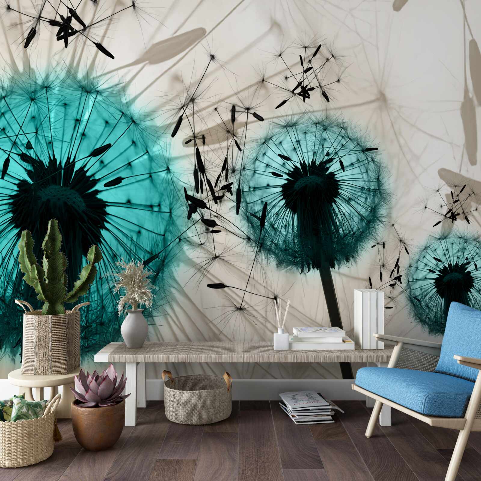 Fotobehang close-ups van paardenbloemen