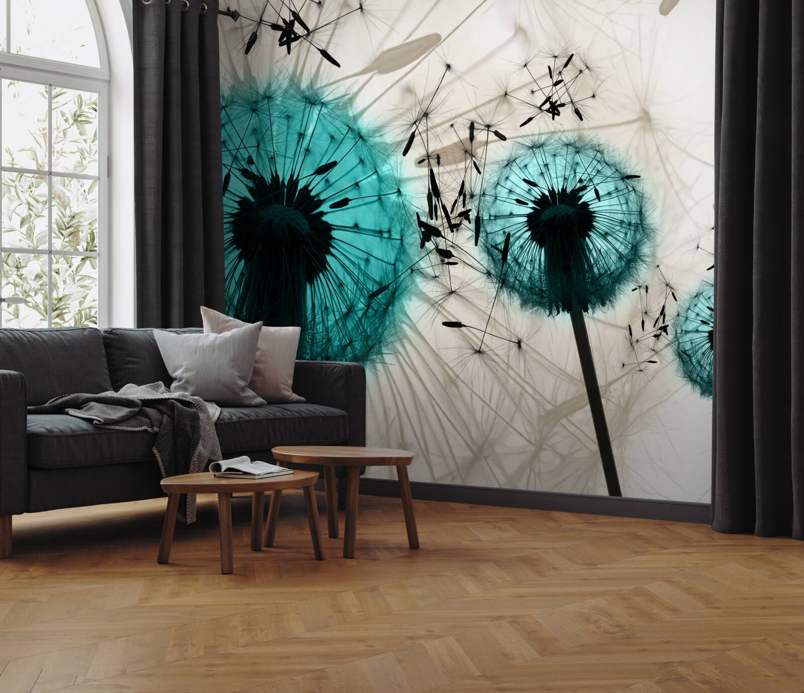 Fotobehang close-ups van paardenbloemen