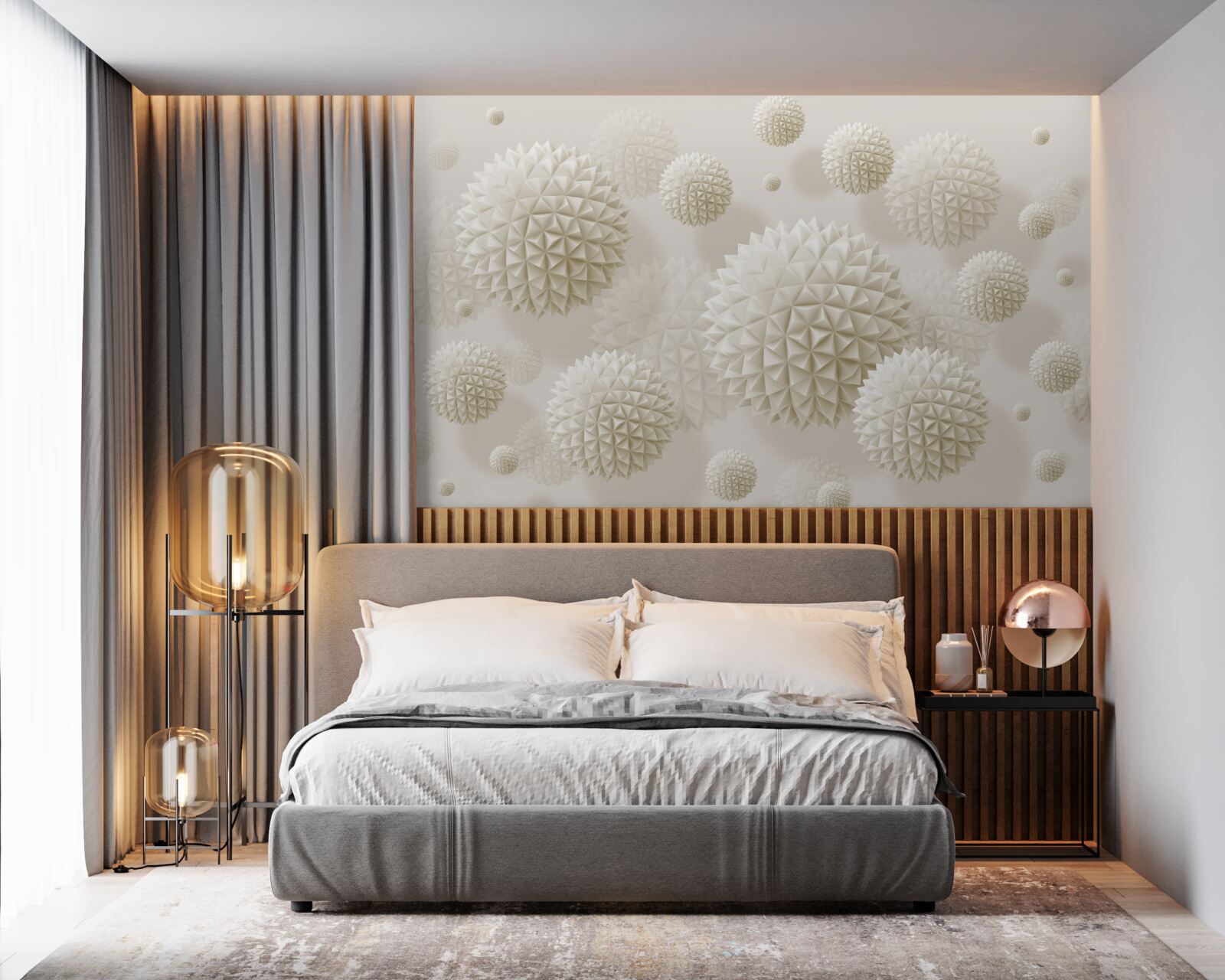 Fotobehang scherpe ballen zwevend in een staat van gewichtloosheid