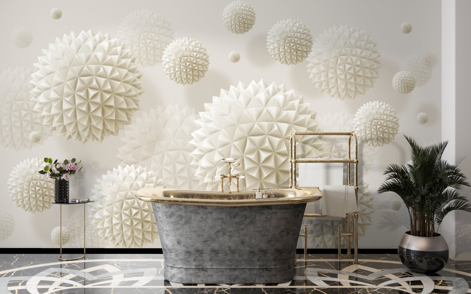 Fotobehang scherpe ballen zwevend in een staat van gewichtloosheid