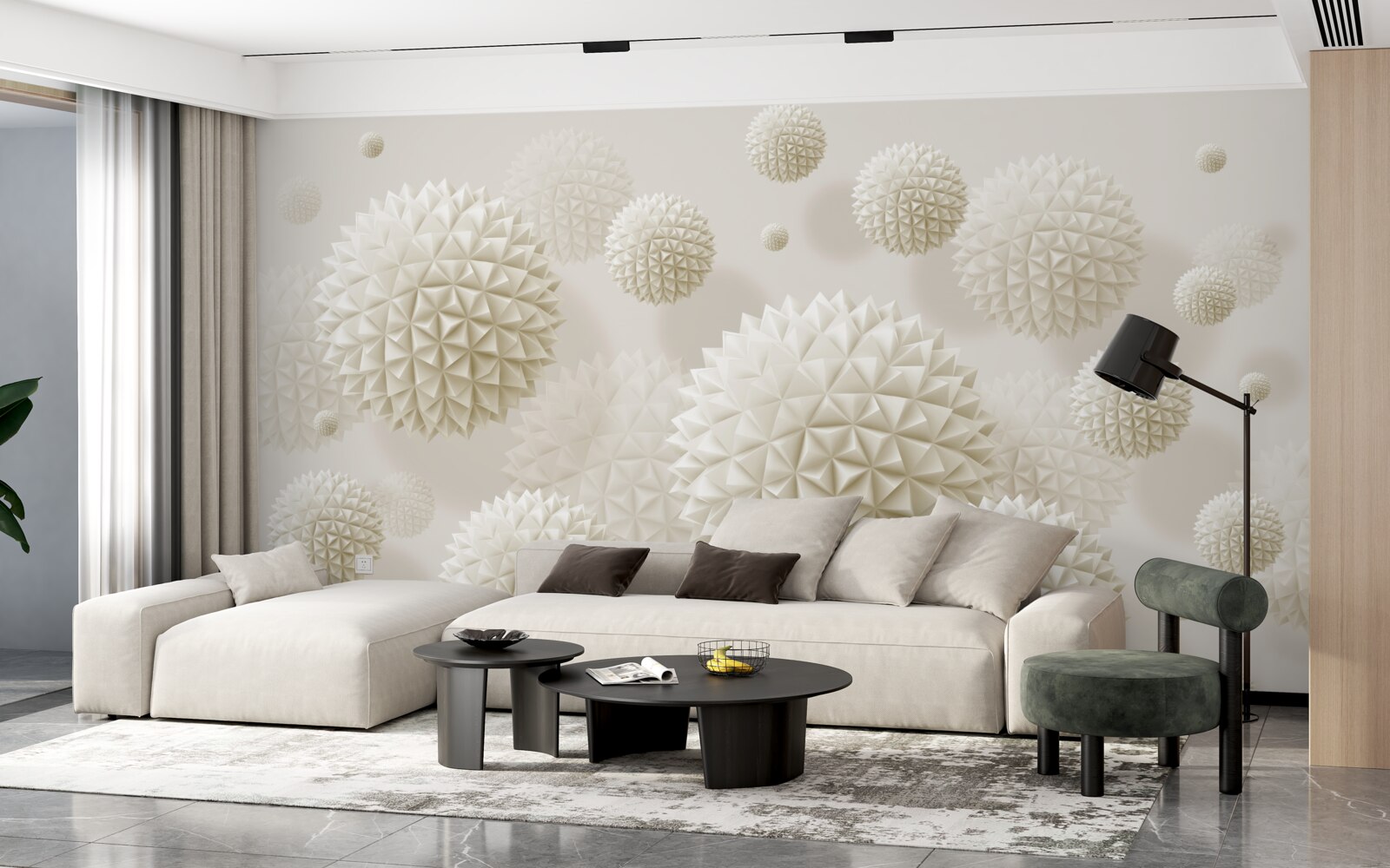 Fotobehang scherpe ballen zwevend in een staat van gewichtloosheid