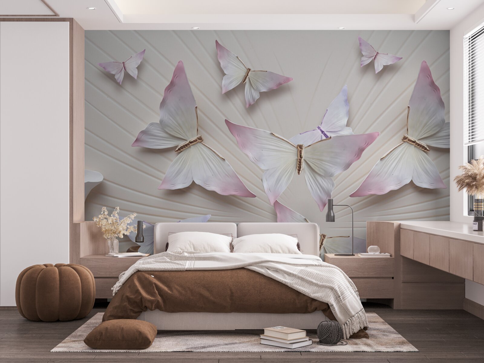 Fotobehang een zwerm vlinders die naar de hemel zweeft