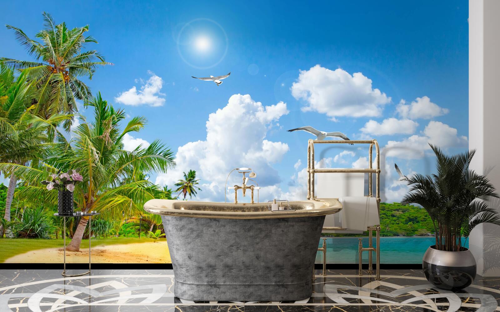 Fotobehang de zee en het strand zijn prachtig