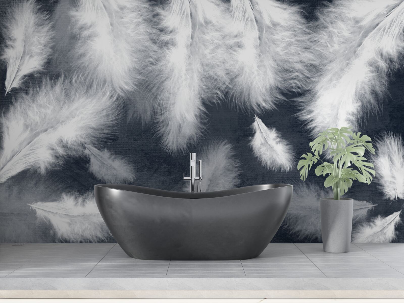 Fotobehang dichte zwevende veren