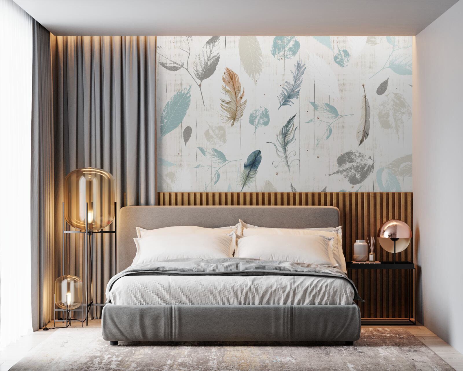 Fotobehang Sporen van tropische herfstbladeren