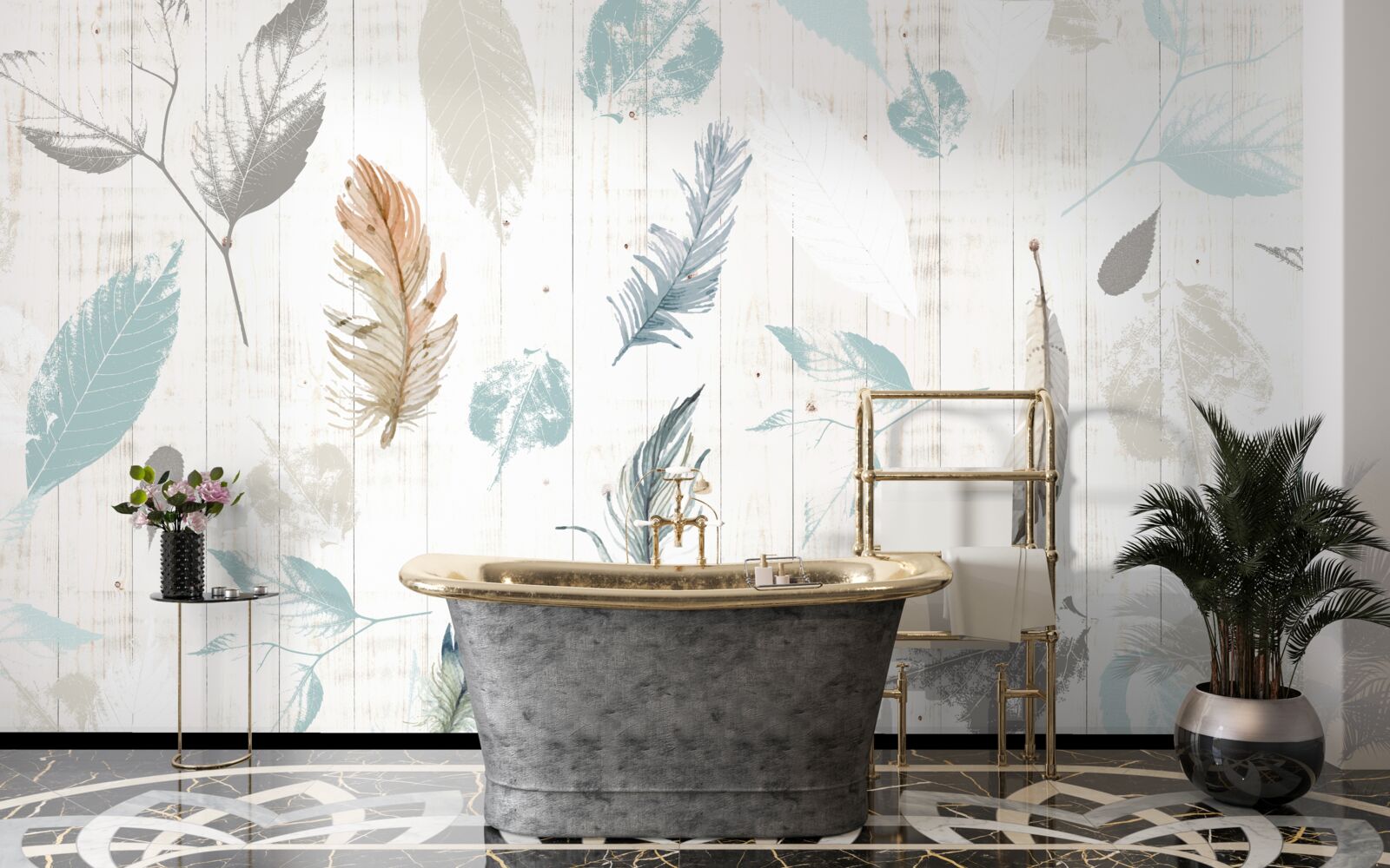 Fotobehang Sporen van tropische herfstbladeren