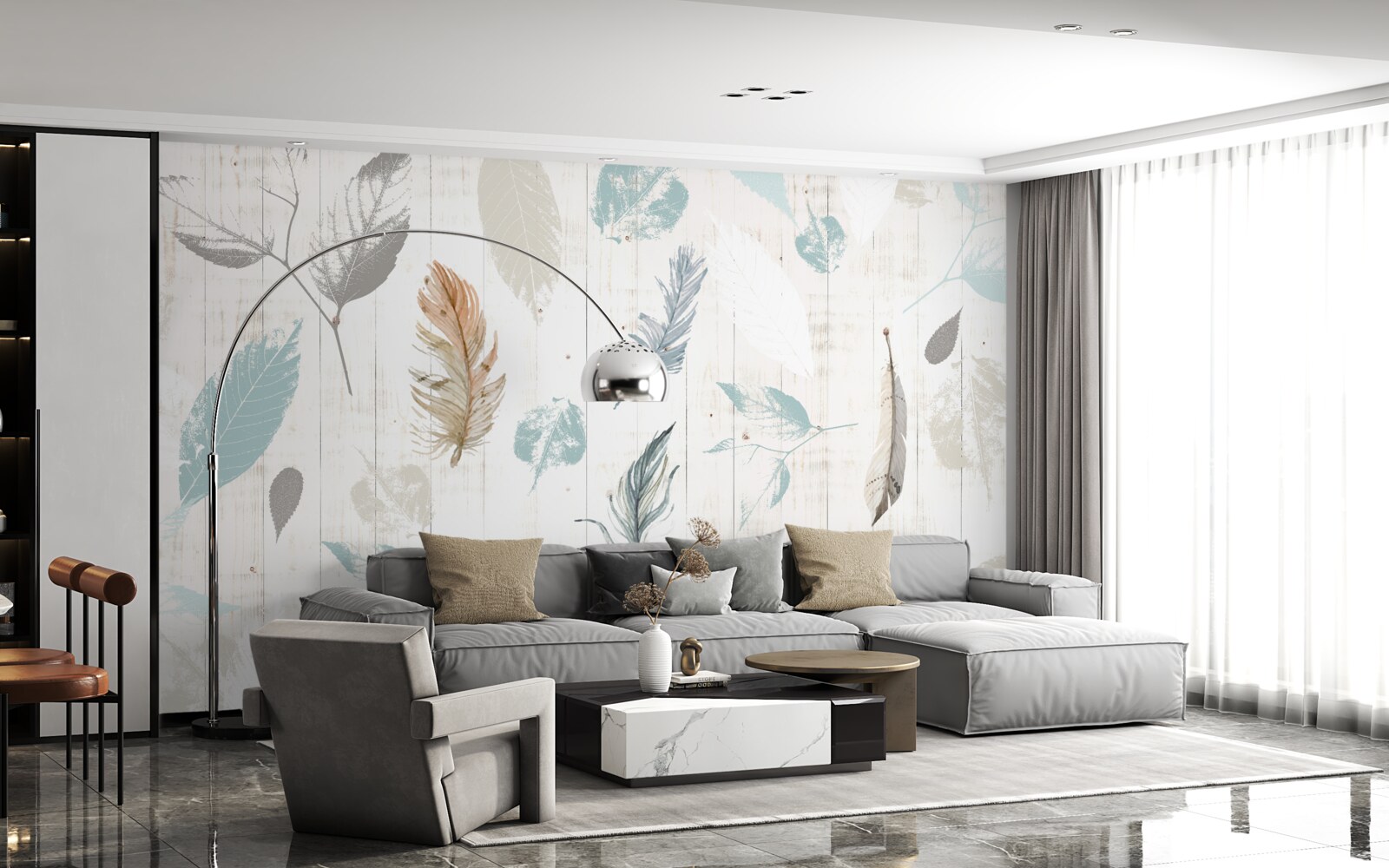 Fotobehang Sporen van tropische herfstbladeren