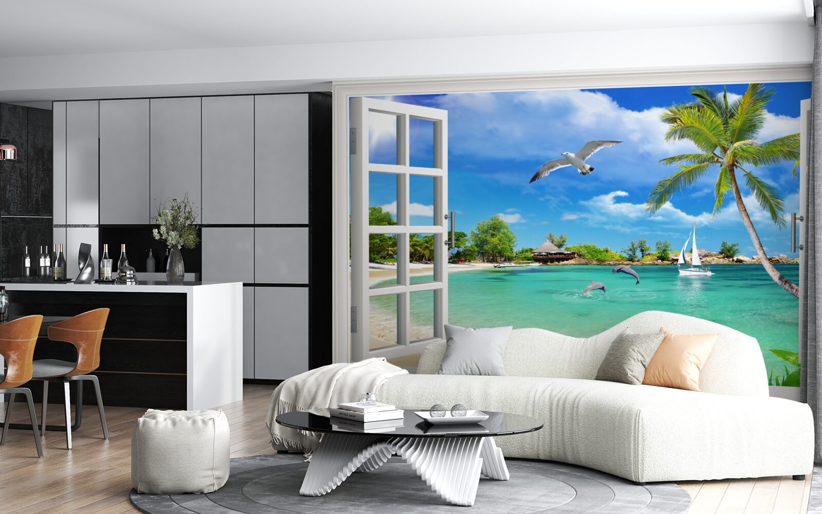 Uitzicht vanuit het raam fotobehang