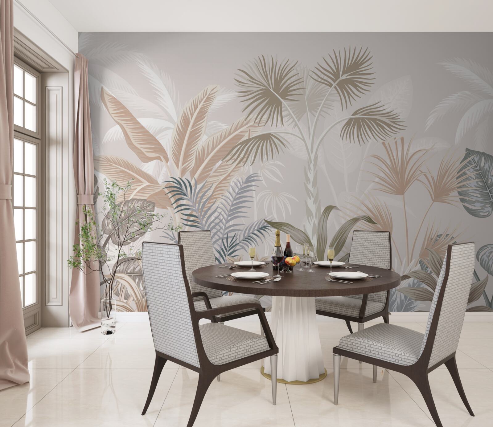 Fotobehang tropische planten in zomerse buien