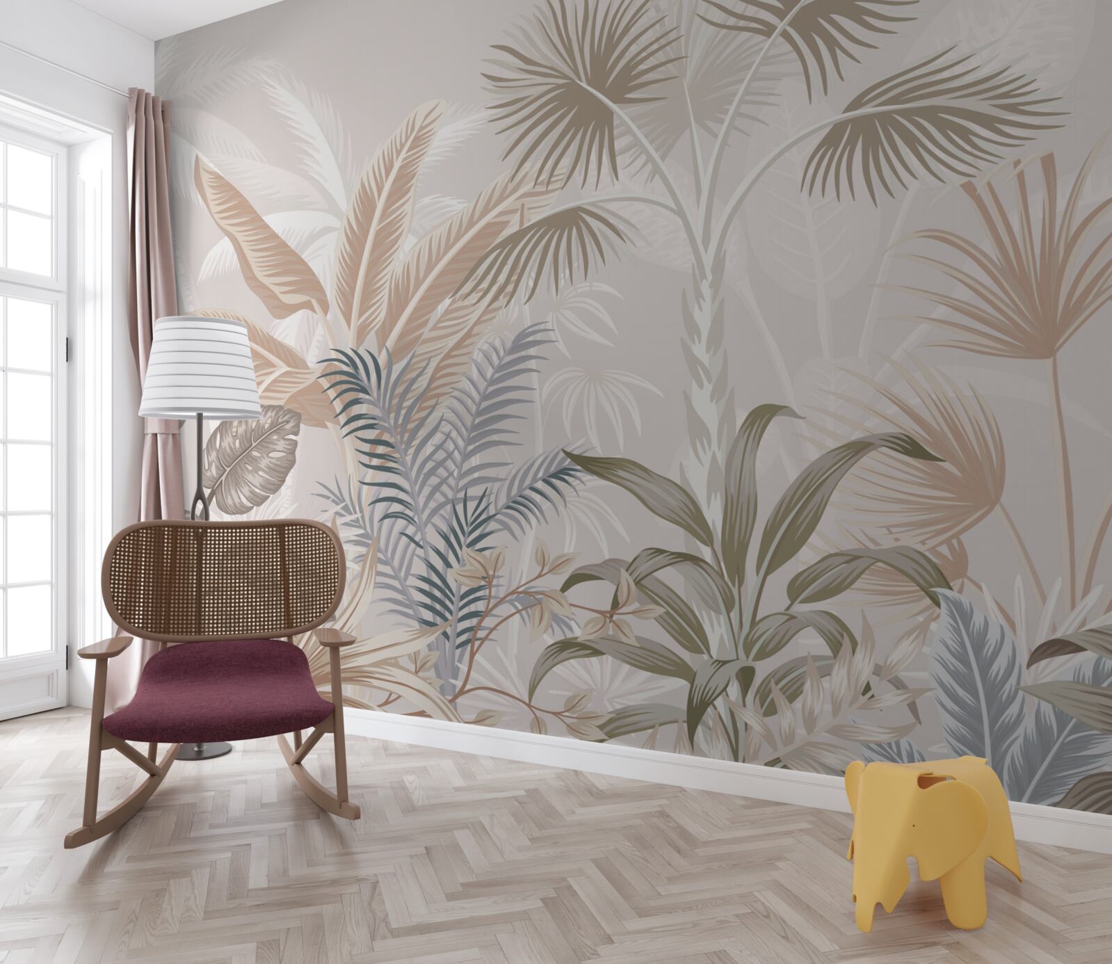 Fotobehang tropische planten in zomerse buien