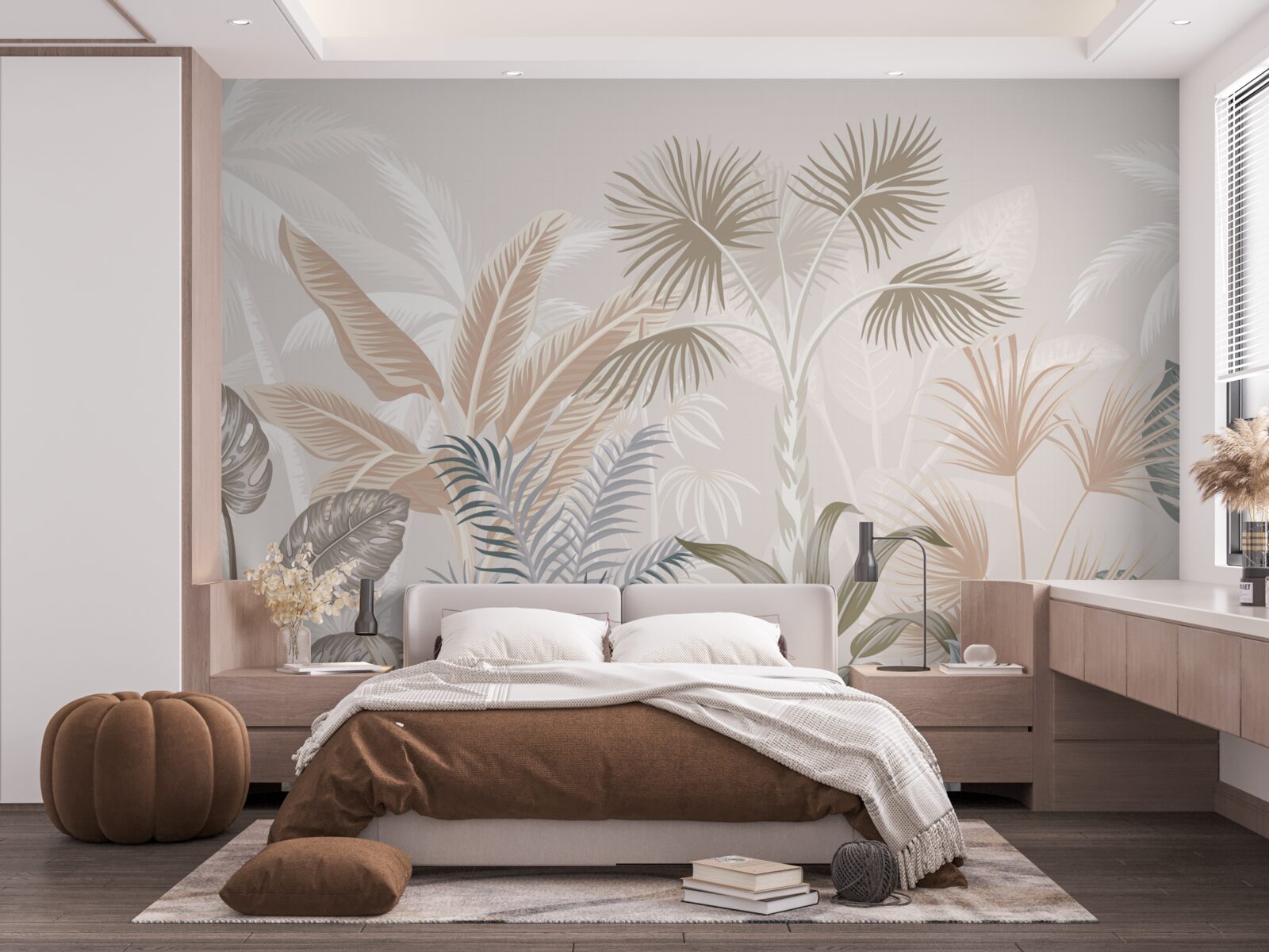 Fotobehang tropische planten in zomerse buien