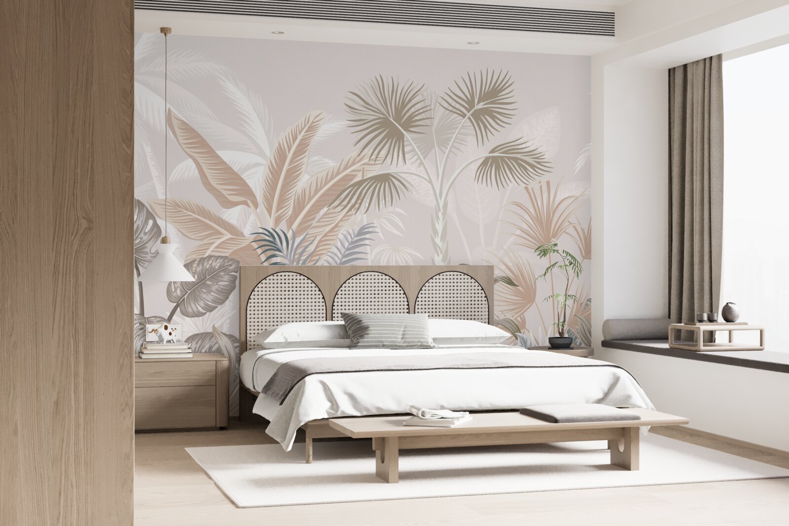 Fotobehang tropische planten in zomerse buien