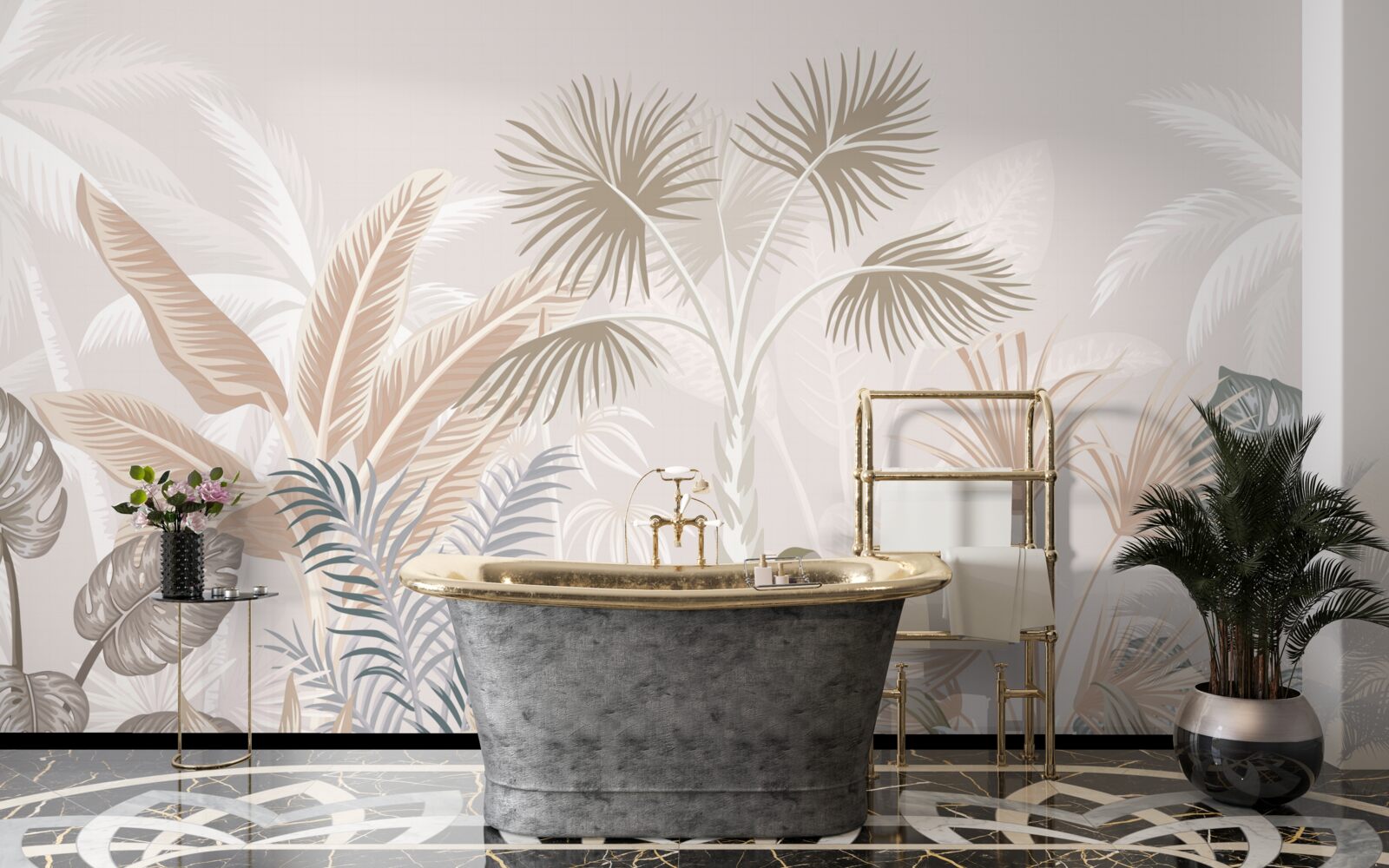 Fotobehang tropische planten in zomerse buien