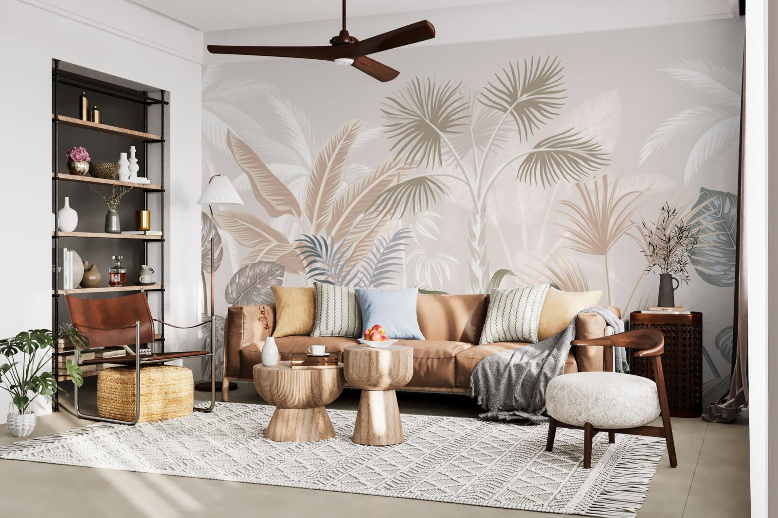 Fotobehang tropische planten in zomerse buien