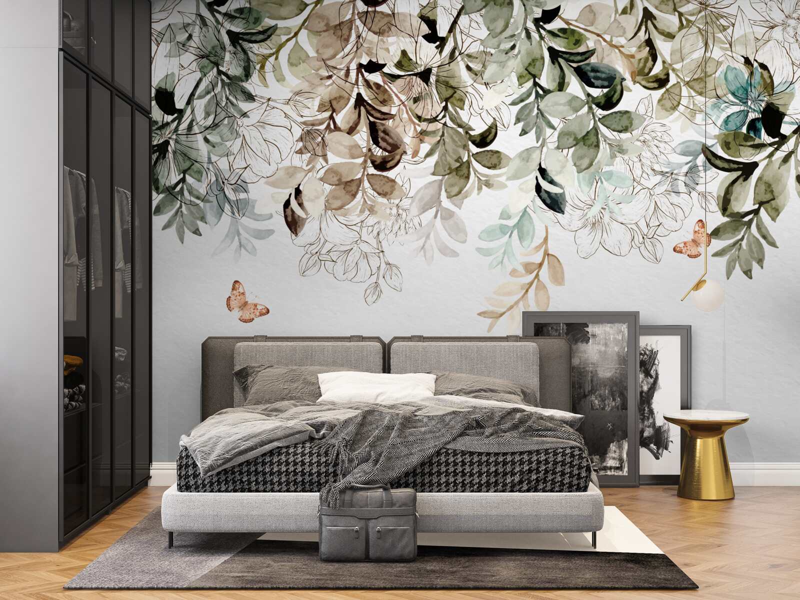 Fotobehang vlinders fladderen rond onder het dichte bladerdek