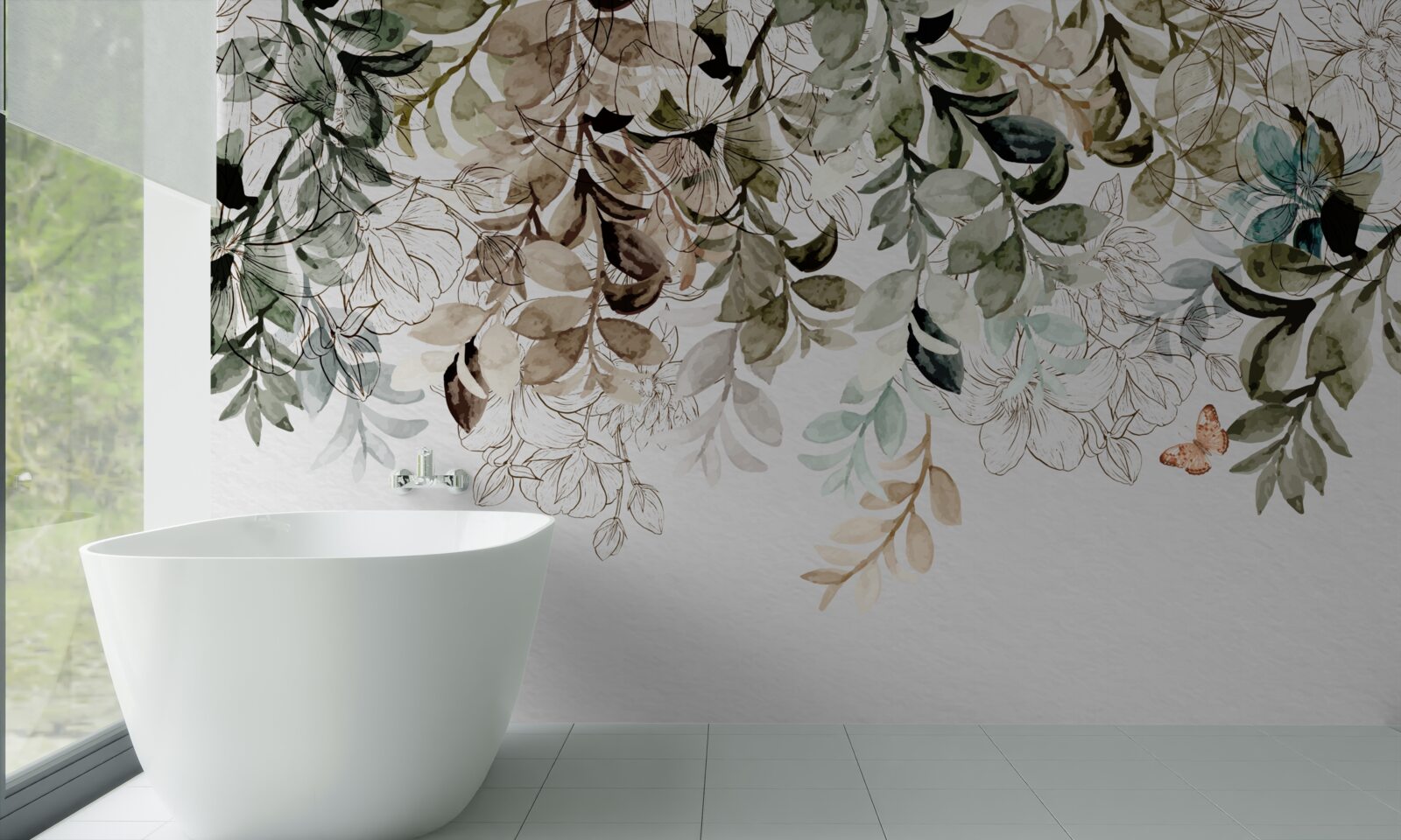 Fotobehang vlinders fladderen rond onder het dichte bladerdek