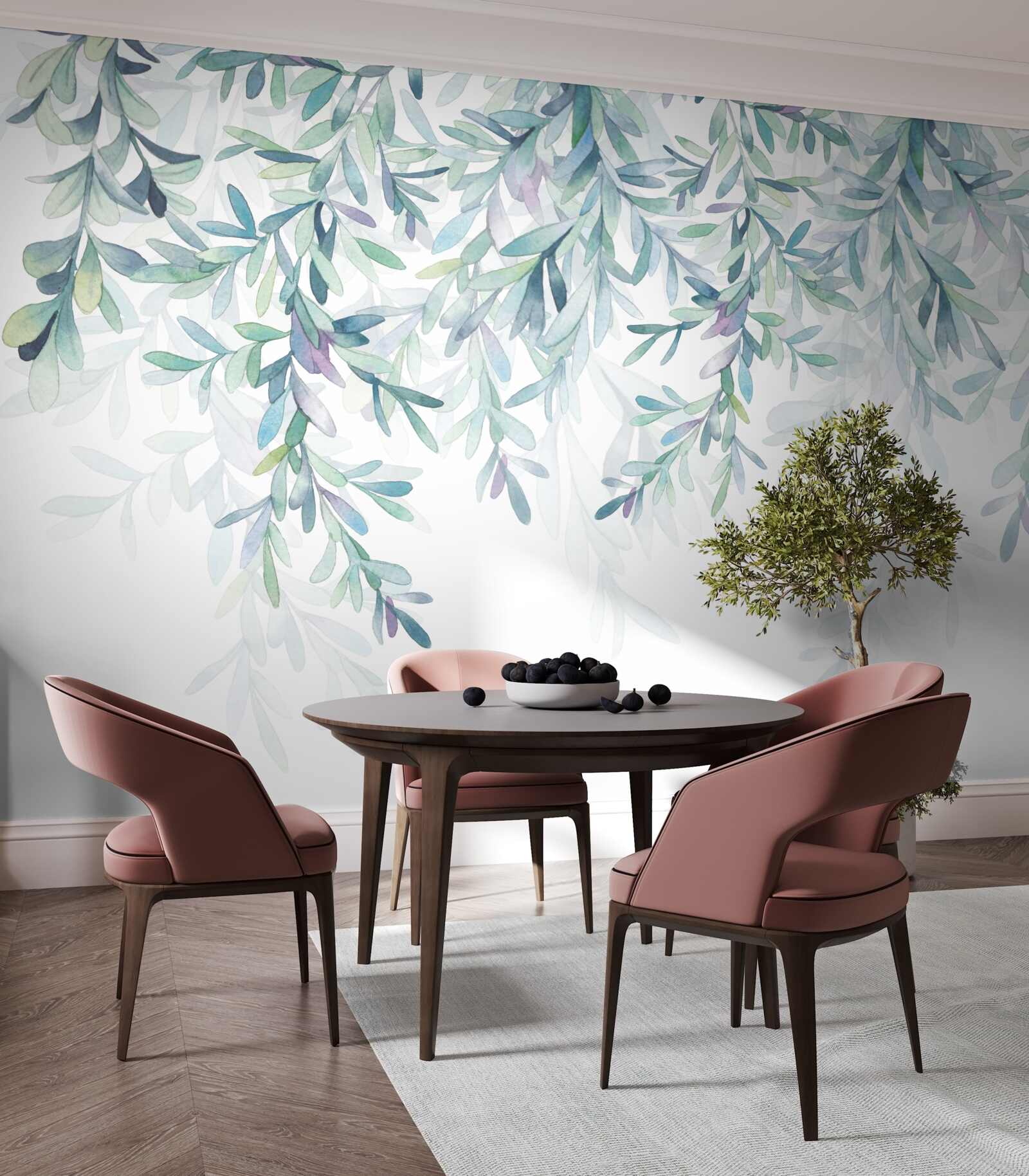 Fotobehang bladeren aan takken worden groen