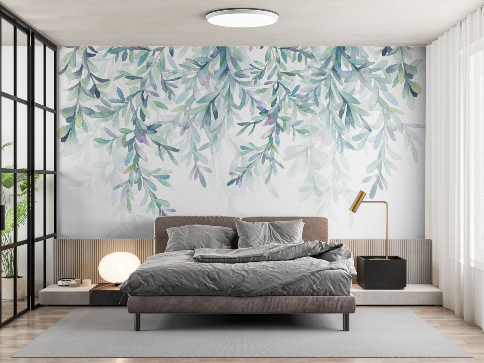 Fotobehang bladeren aan takken worden groen