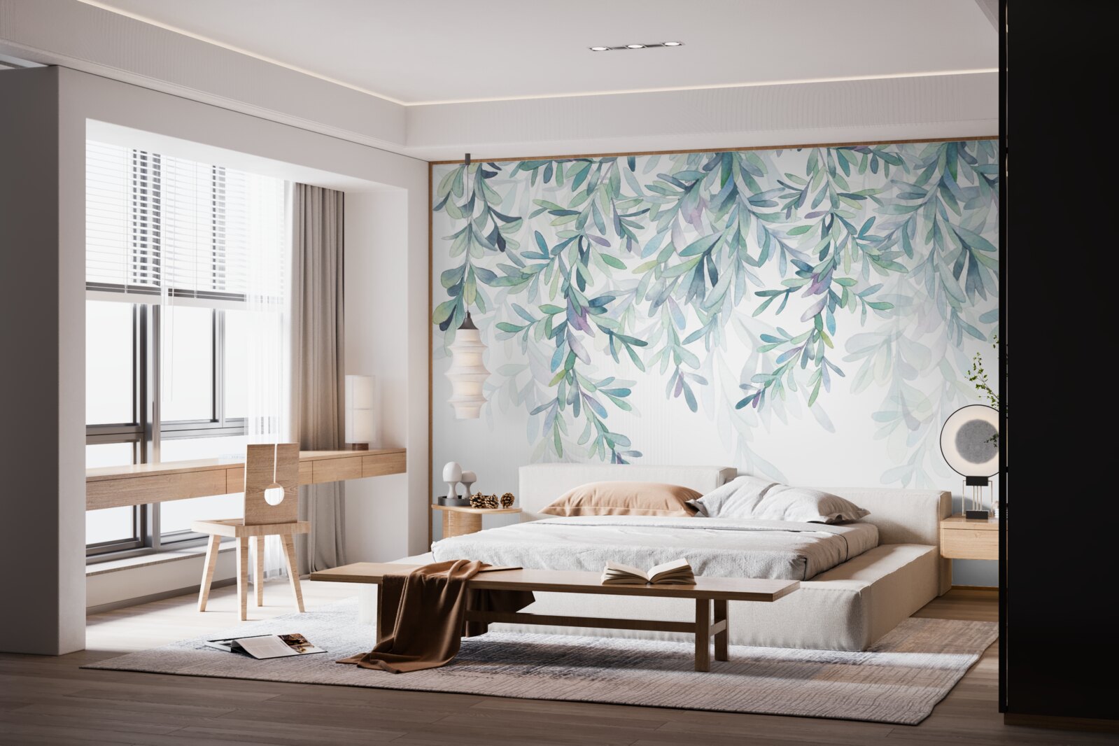 Fotobehang bladeren aan takken worden groen