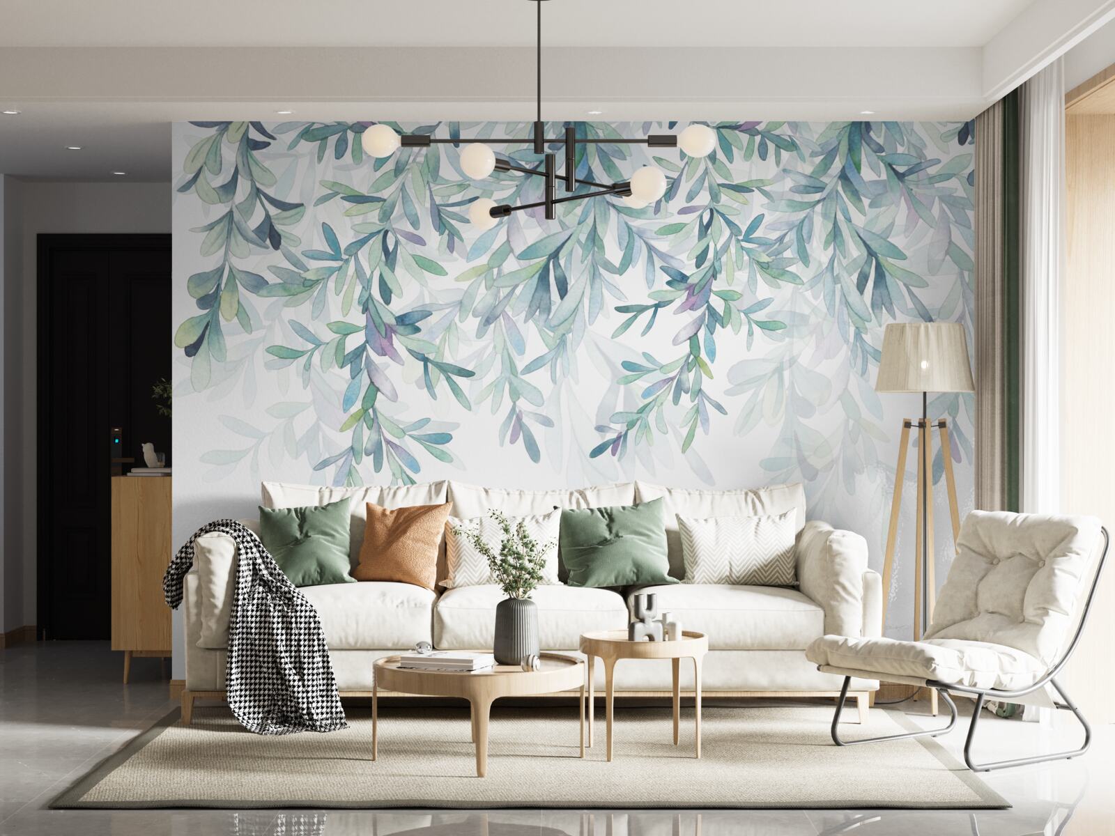 Fotobehang bladeren aan takken worden groen