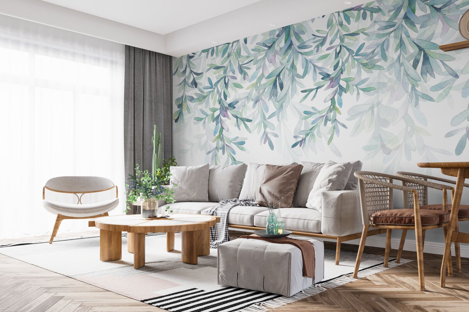 Fotobehang bladeren aan takken worden groen