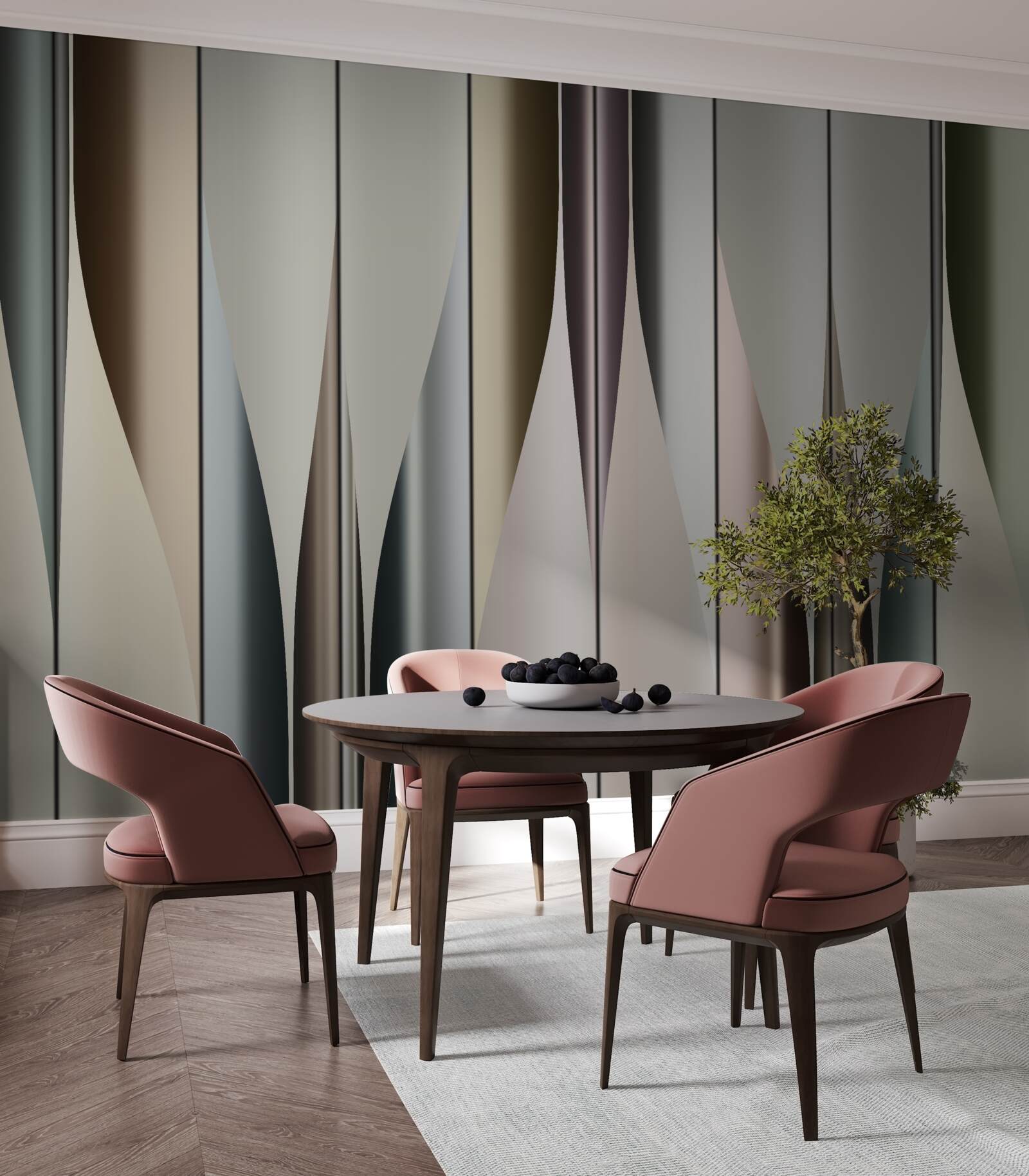 Fotobehang Verticaal gelegd parket met puntige uiteinden