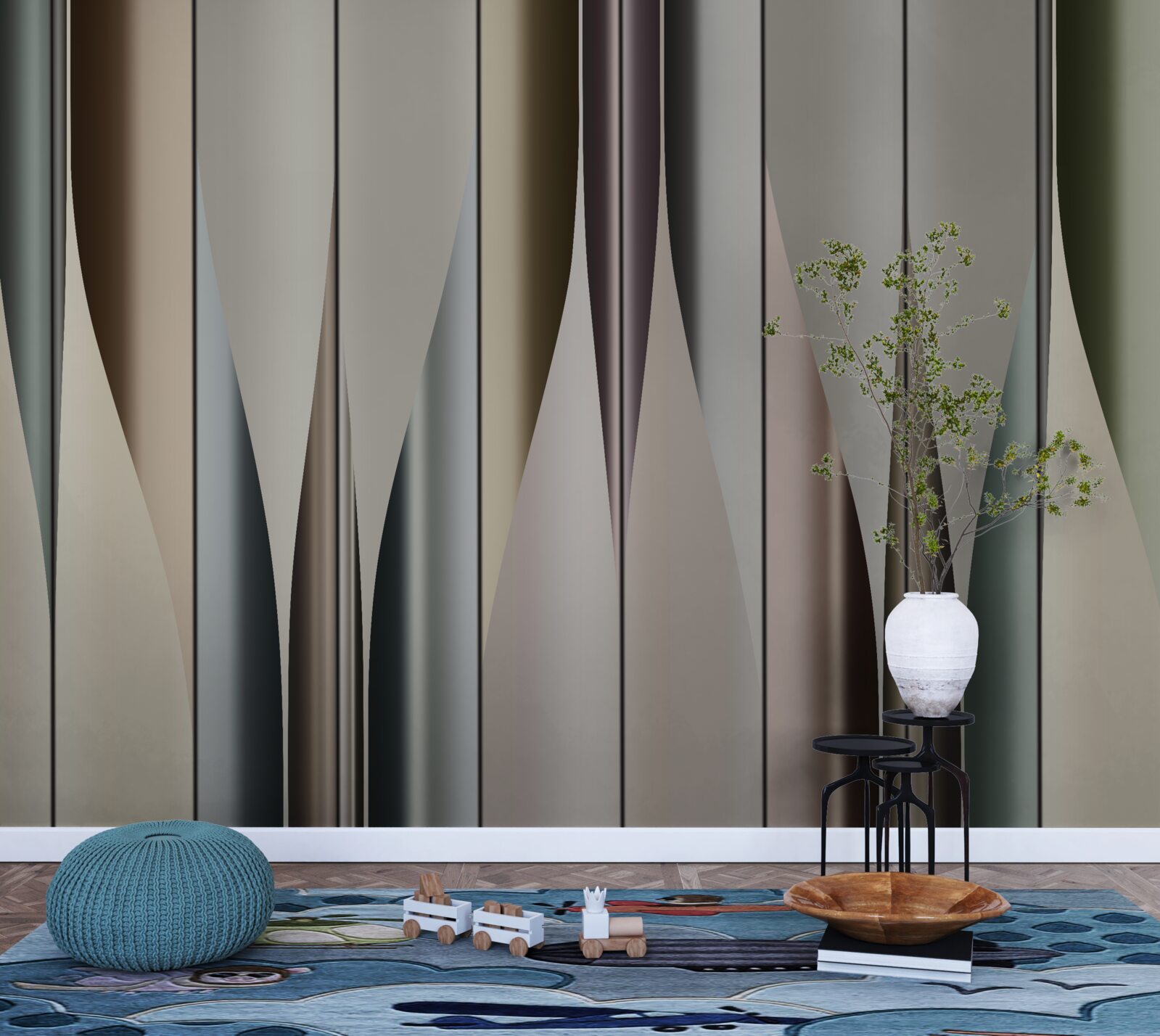 Fotobehang Verticaal gelegd parket met puntige uiteinden