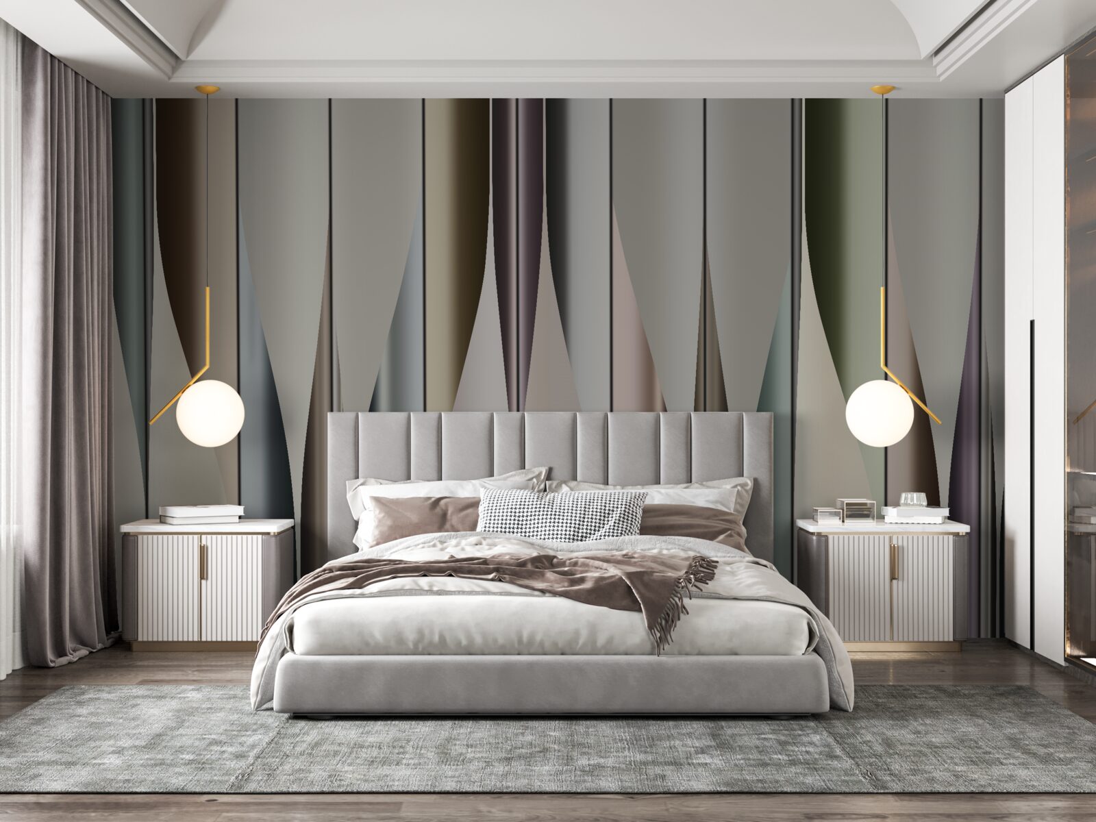 Fotobehang Verticaal gelegd parket met puntige uiteinden