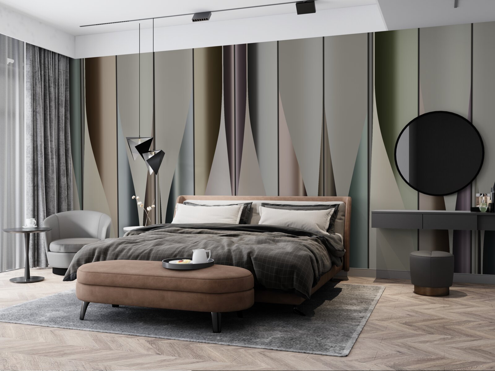 Fotobehang Verticaal gelegd parket met puntige uiteinden