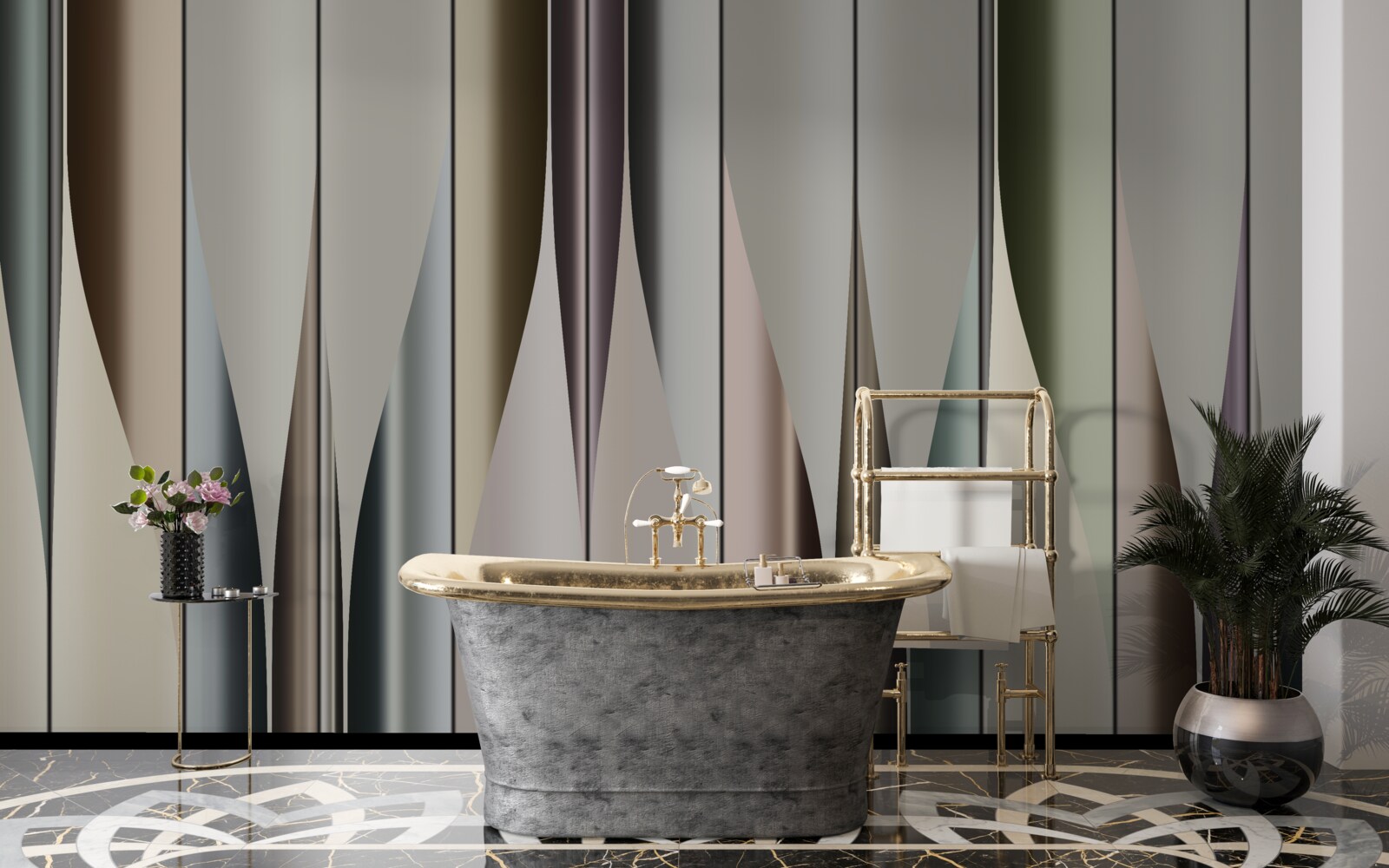 Fotobehang Verticaal gelegd parket met puntige uiteinden