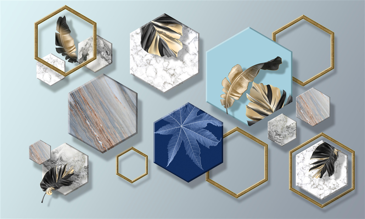 Fotobehang zeshoeken met verschillende inhoud